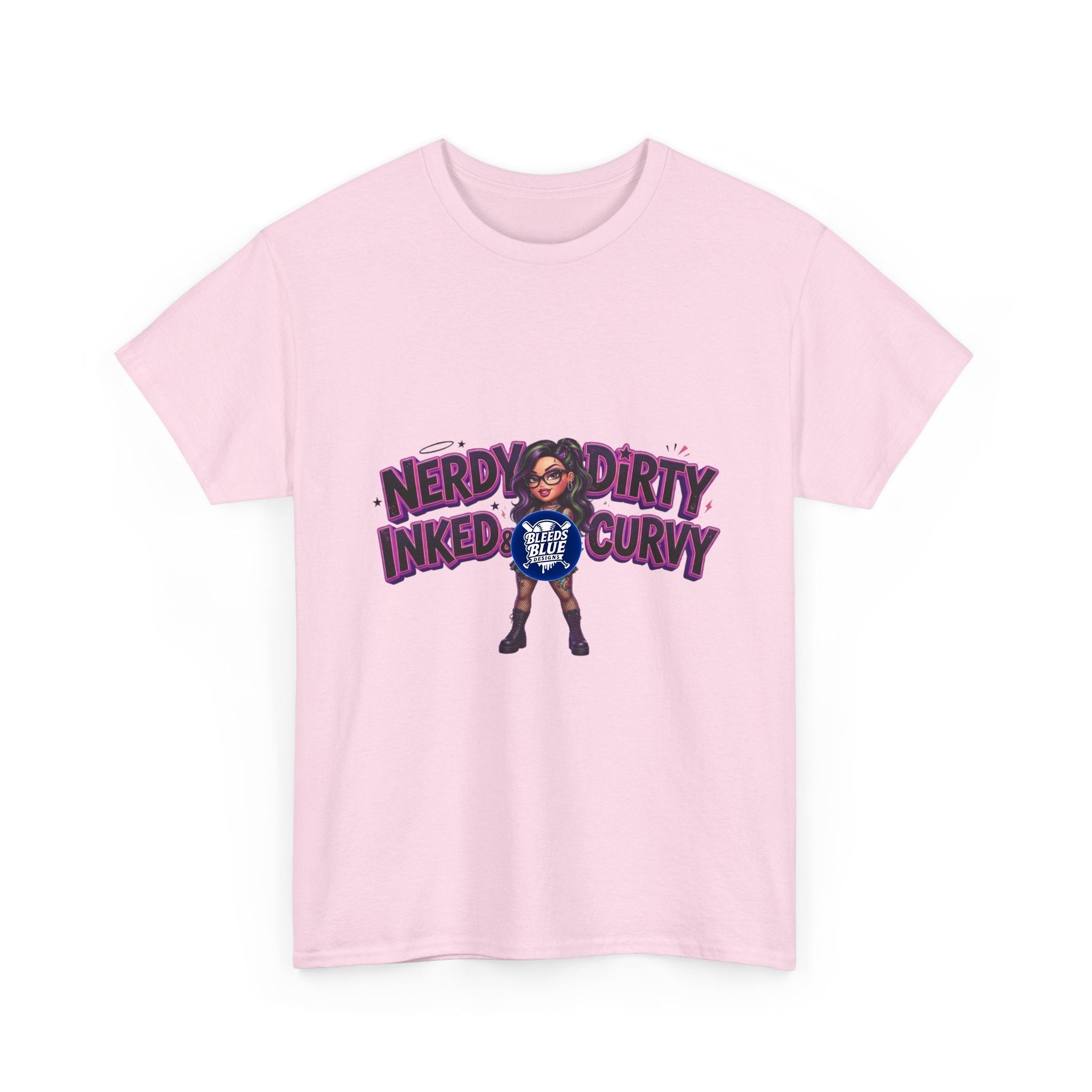 Nerdy Dirty Inked & Curvy T-Shirt — Graphic Tee for Tattooed, Curvy Women