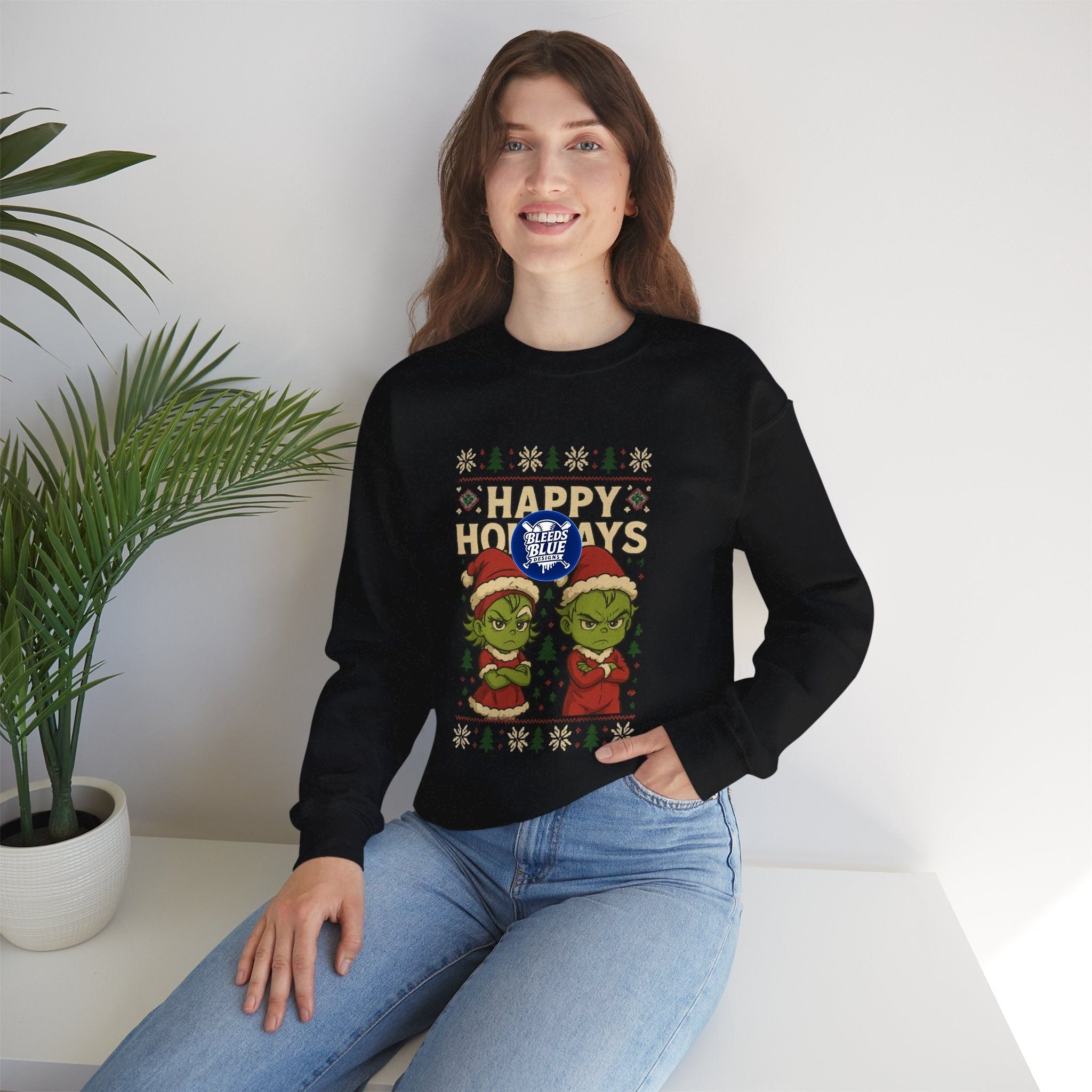 Holiday Ugly Christmas Baby Grinchies Sweatshirt - Unisex Crewneck Casual Streetwear