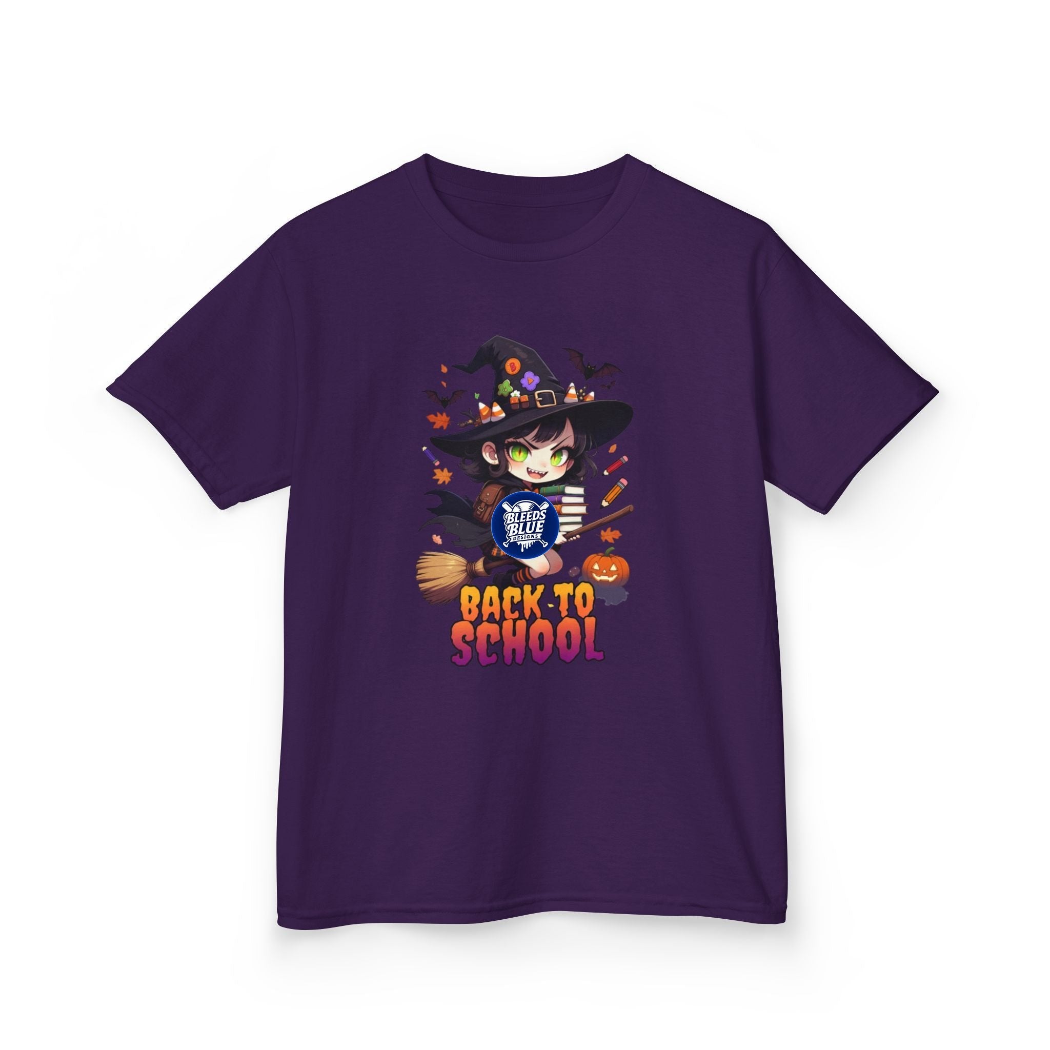 Kids Tee — Cute Witch "Back to School" Halloween Graphic