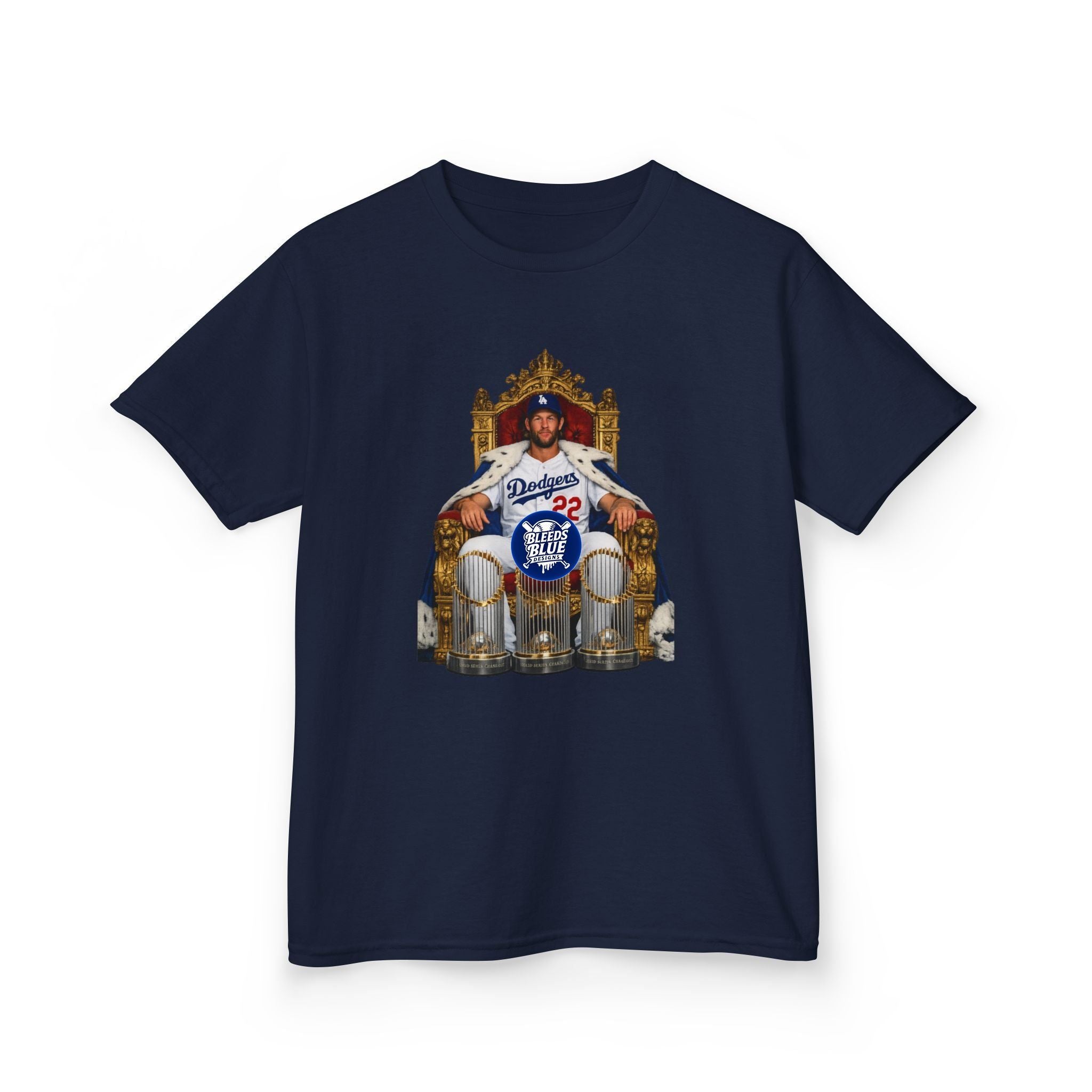 Kershaw Baseball Throne Kids T-Shirt – Youth Heavy Cotton Casual Fit
