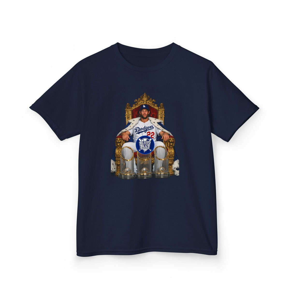 Kershaw Baseball Throne Kids T-Shirt – Youth Heavy Cotton Casual Fit