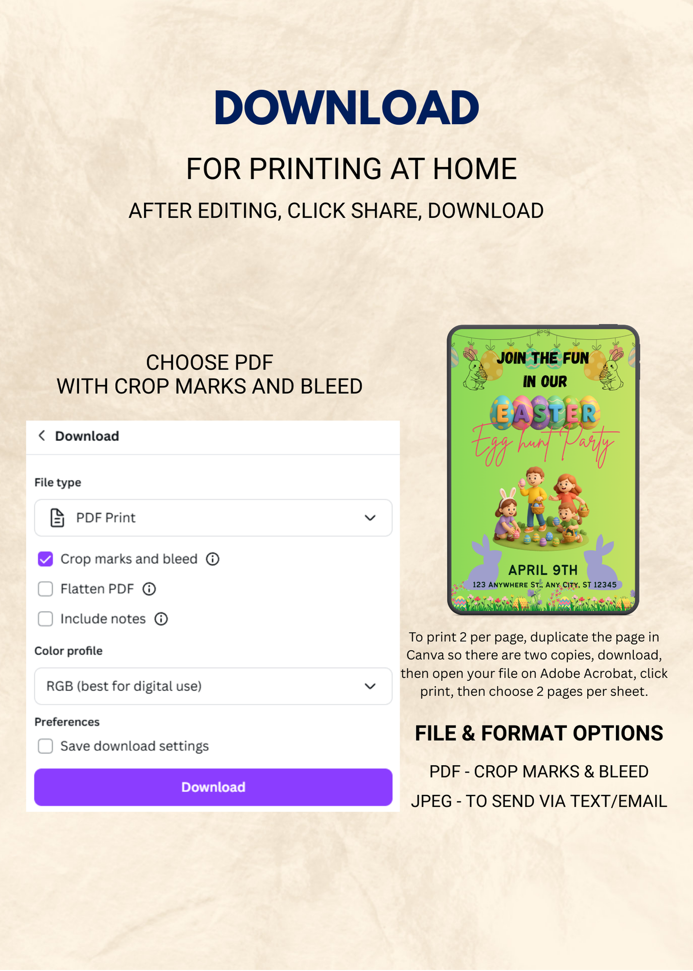 Easter Party Editable Invitation (Portrait)