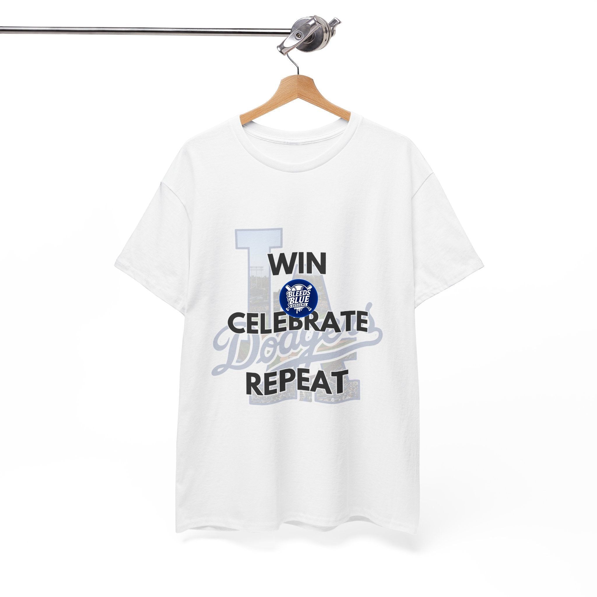 Los Angeles Dodgers Win Celebrate Repeat Tee Shirt - Unisex Heavy Cotton Casual Fit