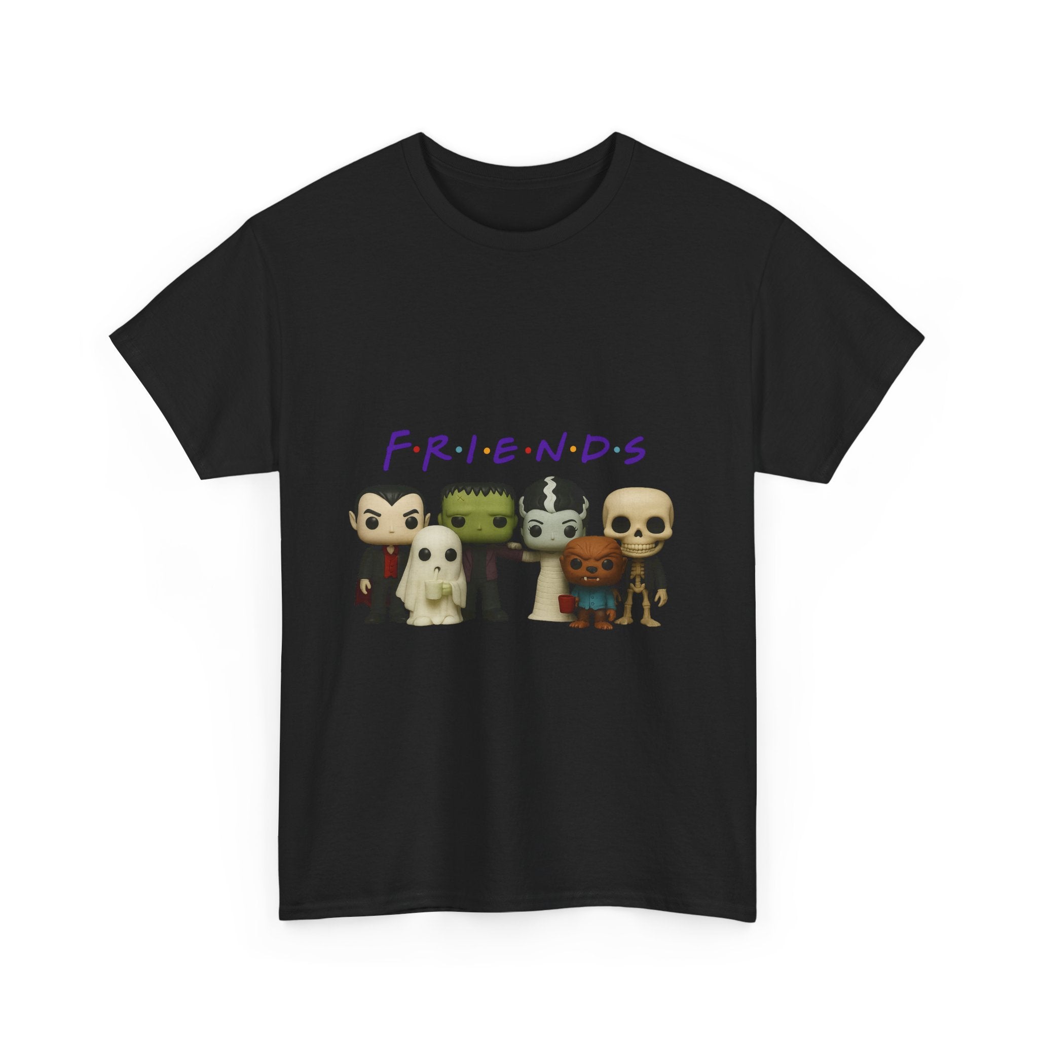 Spooky Friends Halloween Tee Shirt - Unisex Heavy Cotton Tee Casual Fit
