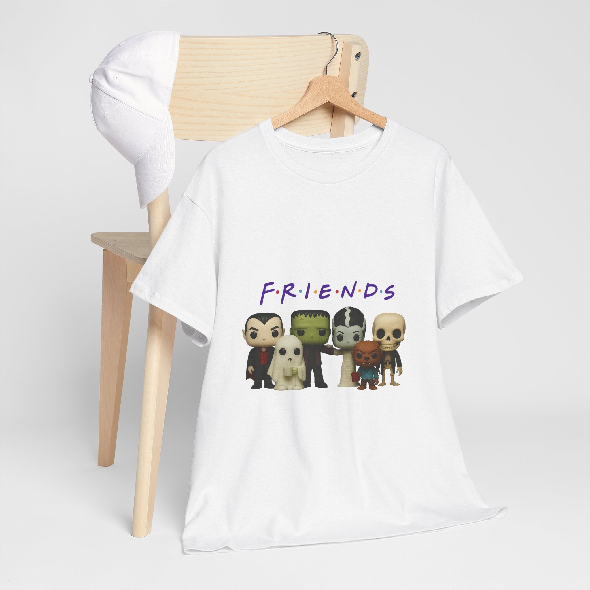 Spooky Friends Halloween Tee Shirt - Unisex Heavy Cotton Tee Casual Fit