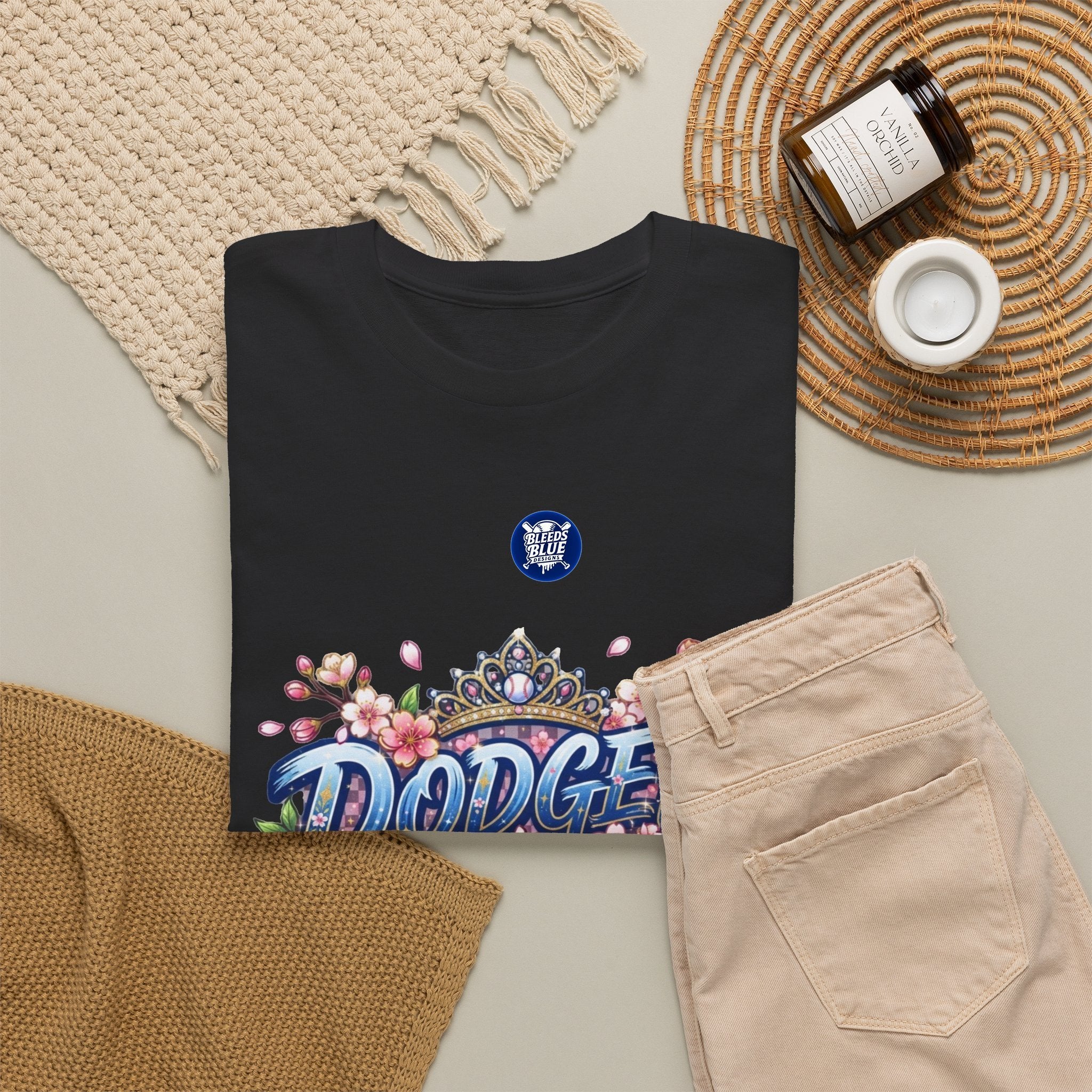 Dodger Queen Cherry Blossom Baseball Tee
