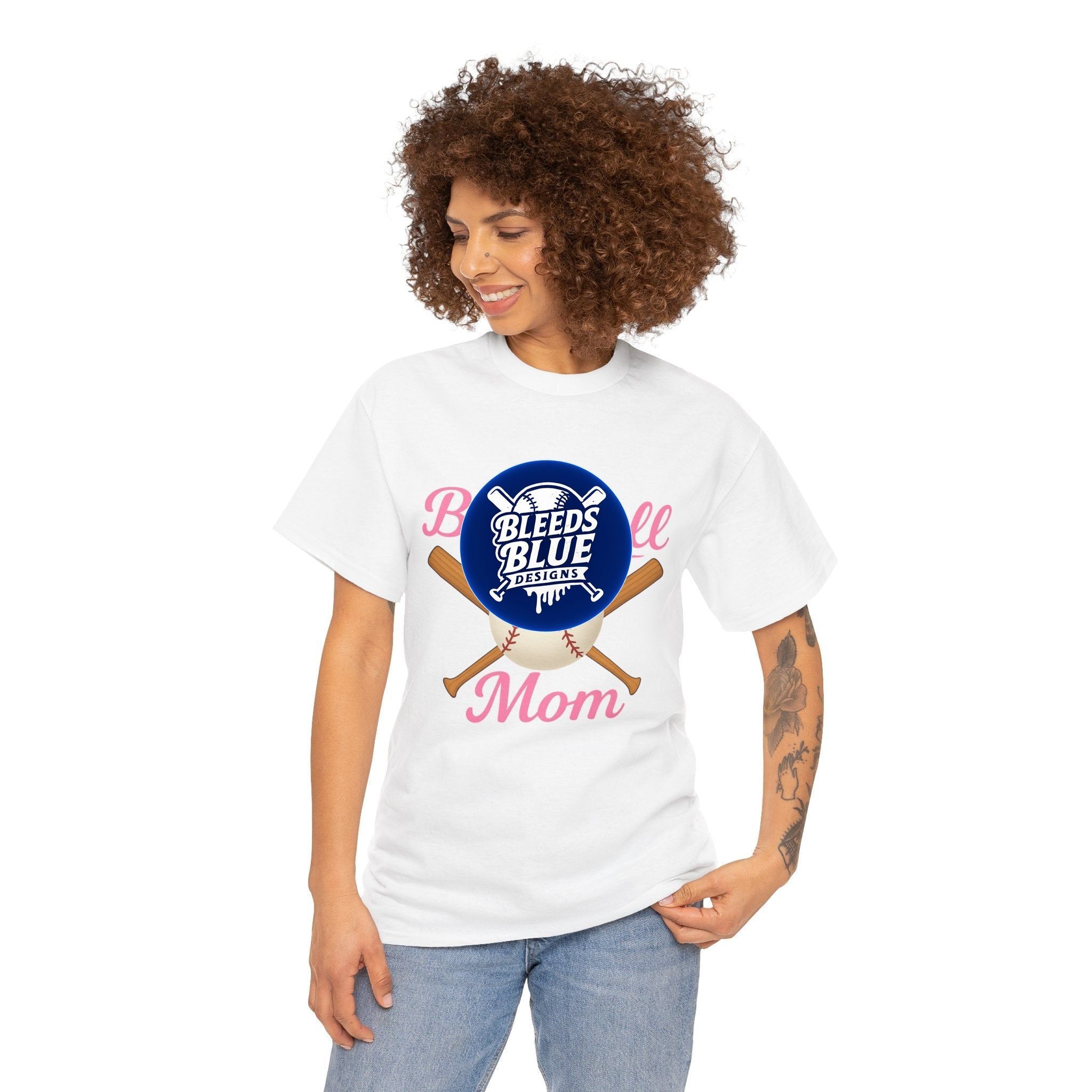 Pink Baseball Mom Tee Shirt - Unisex Heavy Cotton Casual Fit