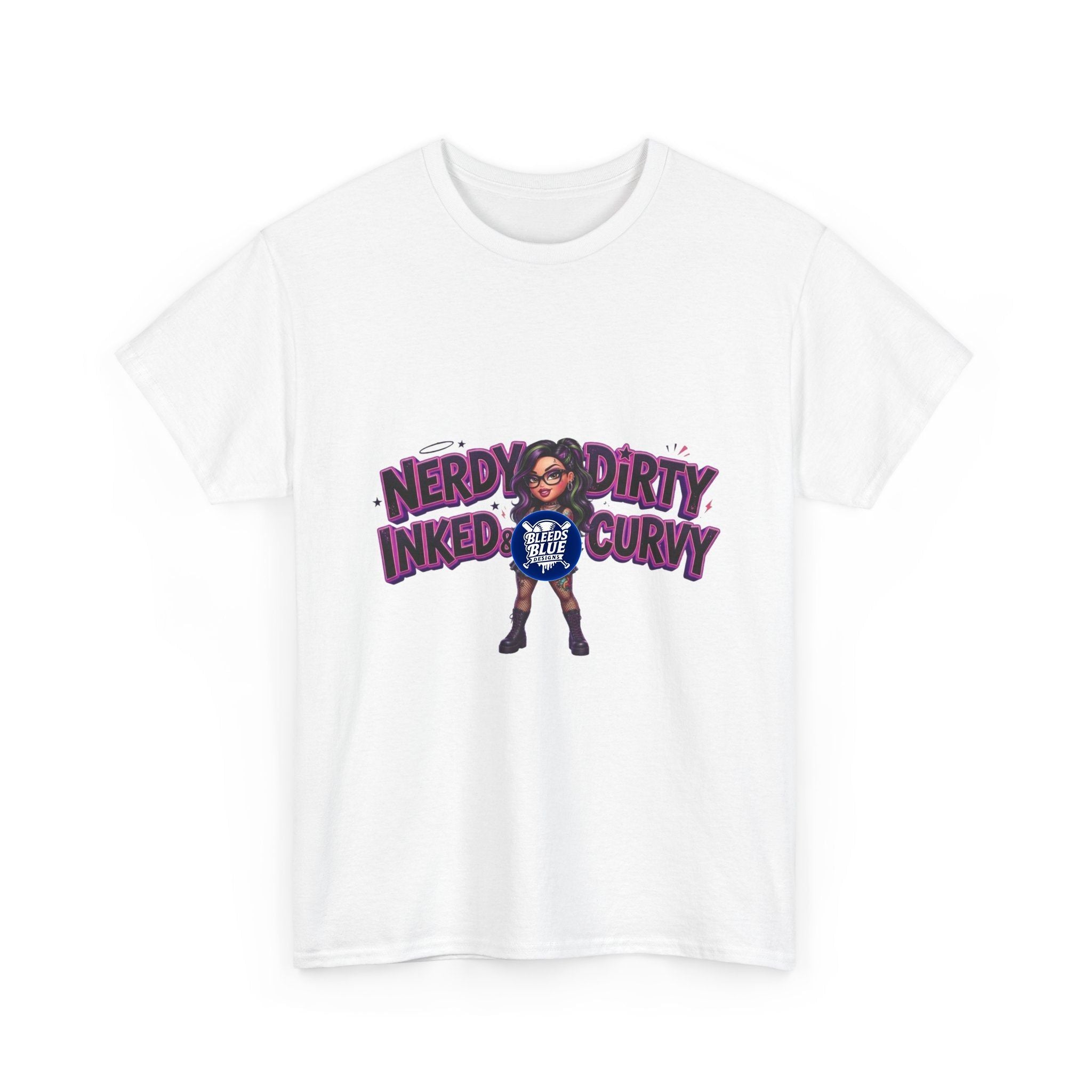 Nerdy Dirty Inked & Curvy T-Shirt — Graphic Tee for Tattooed, Curvy Women