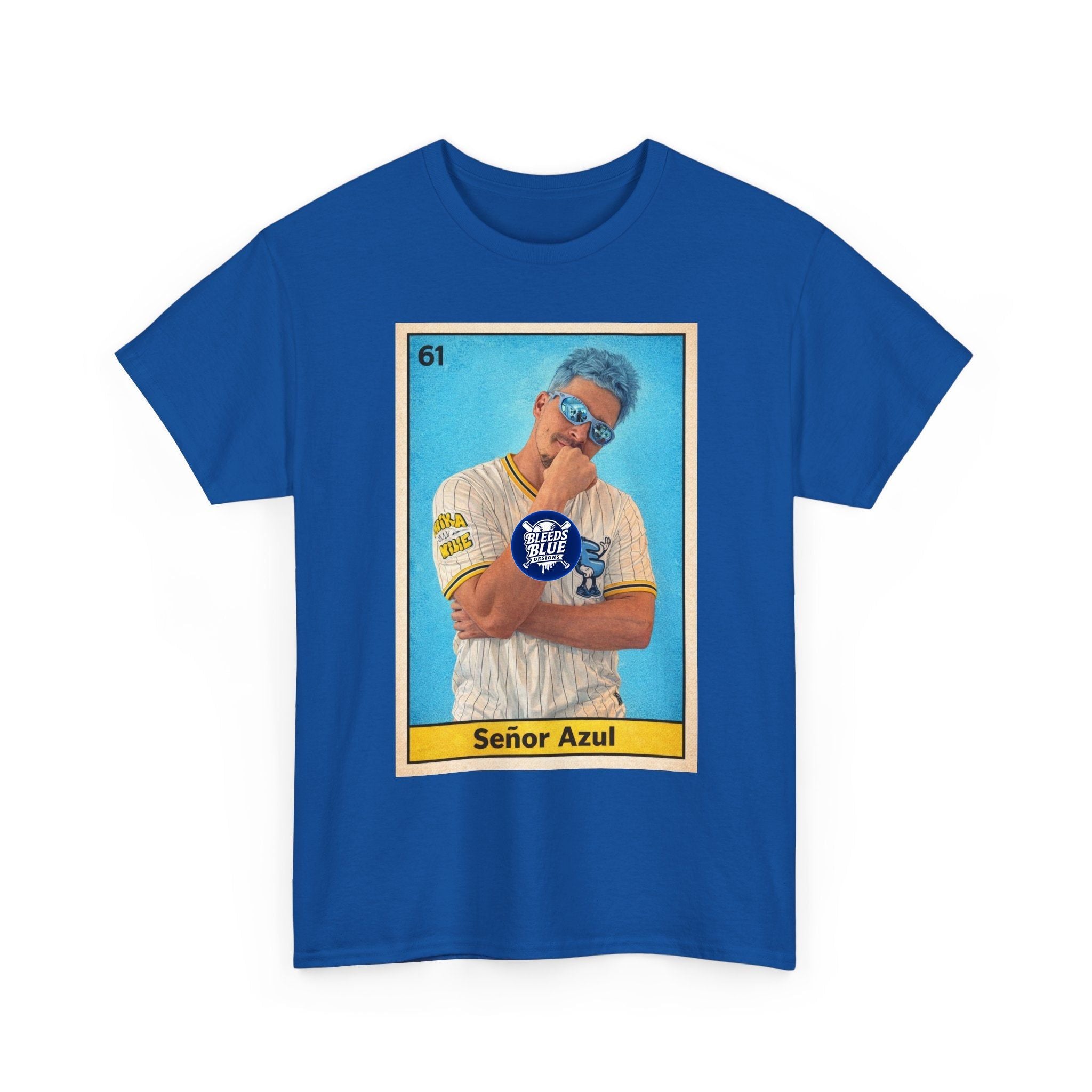 Baseball Card Tee — "Señor Azul" Vintage Player Graphic Shirt
