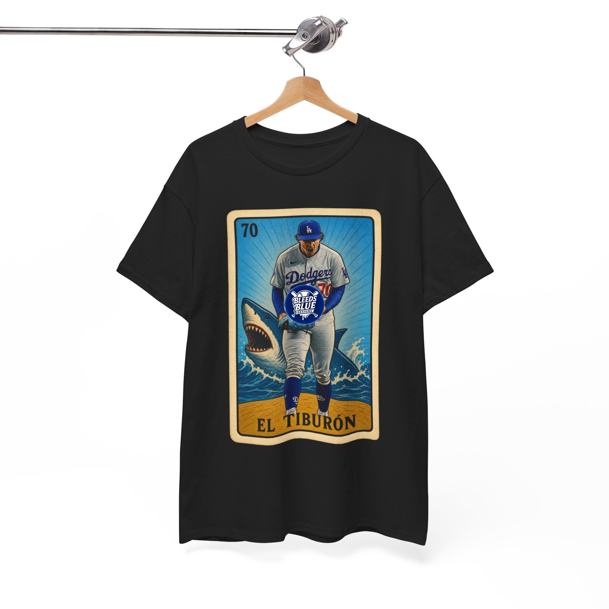 Baseball Shark 'El Tiburón' Tee – Vintage Lotería Style Baseball T-Shirt