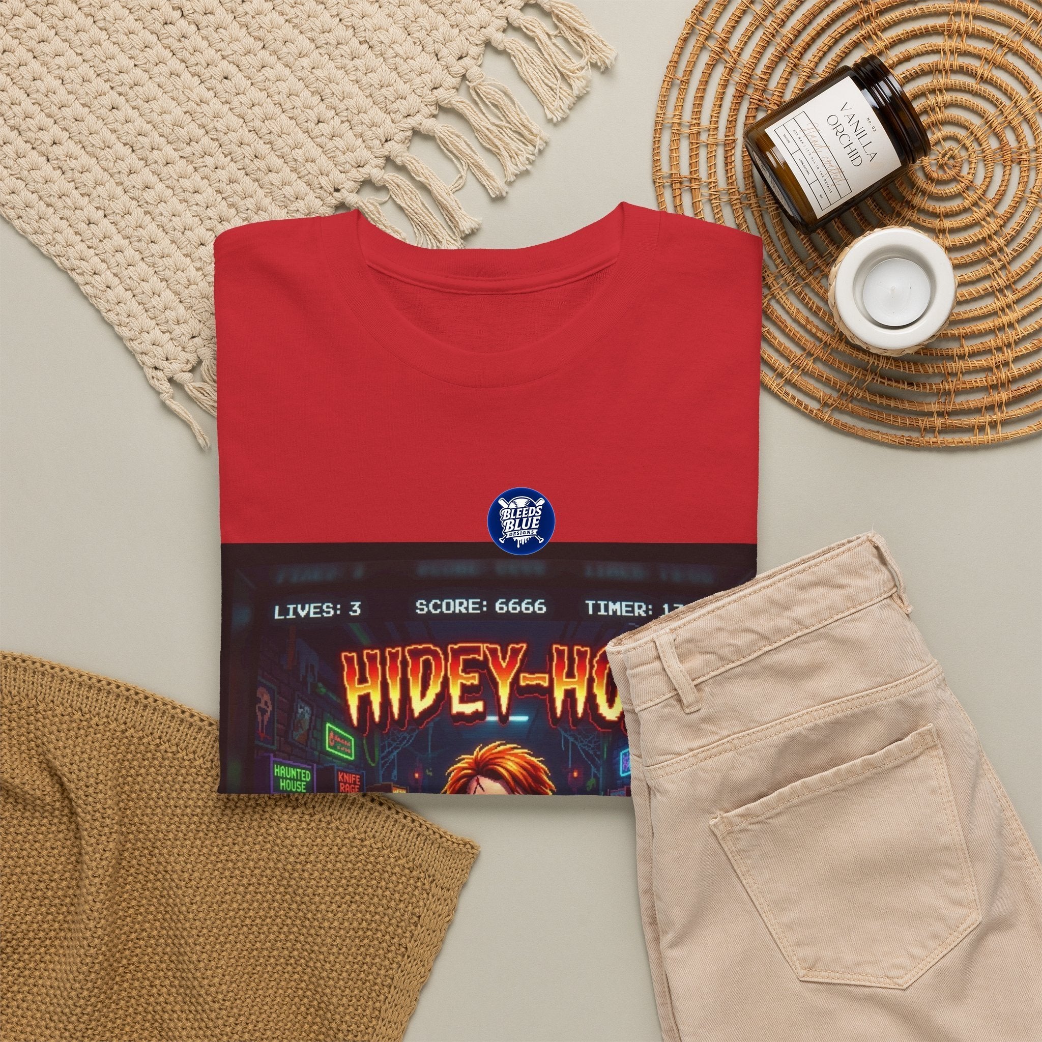 Halloween Hidey-Ho Chucky Retro Arcade Spooky Season T-Shirt