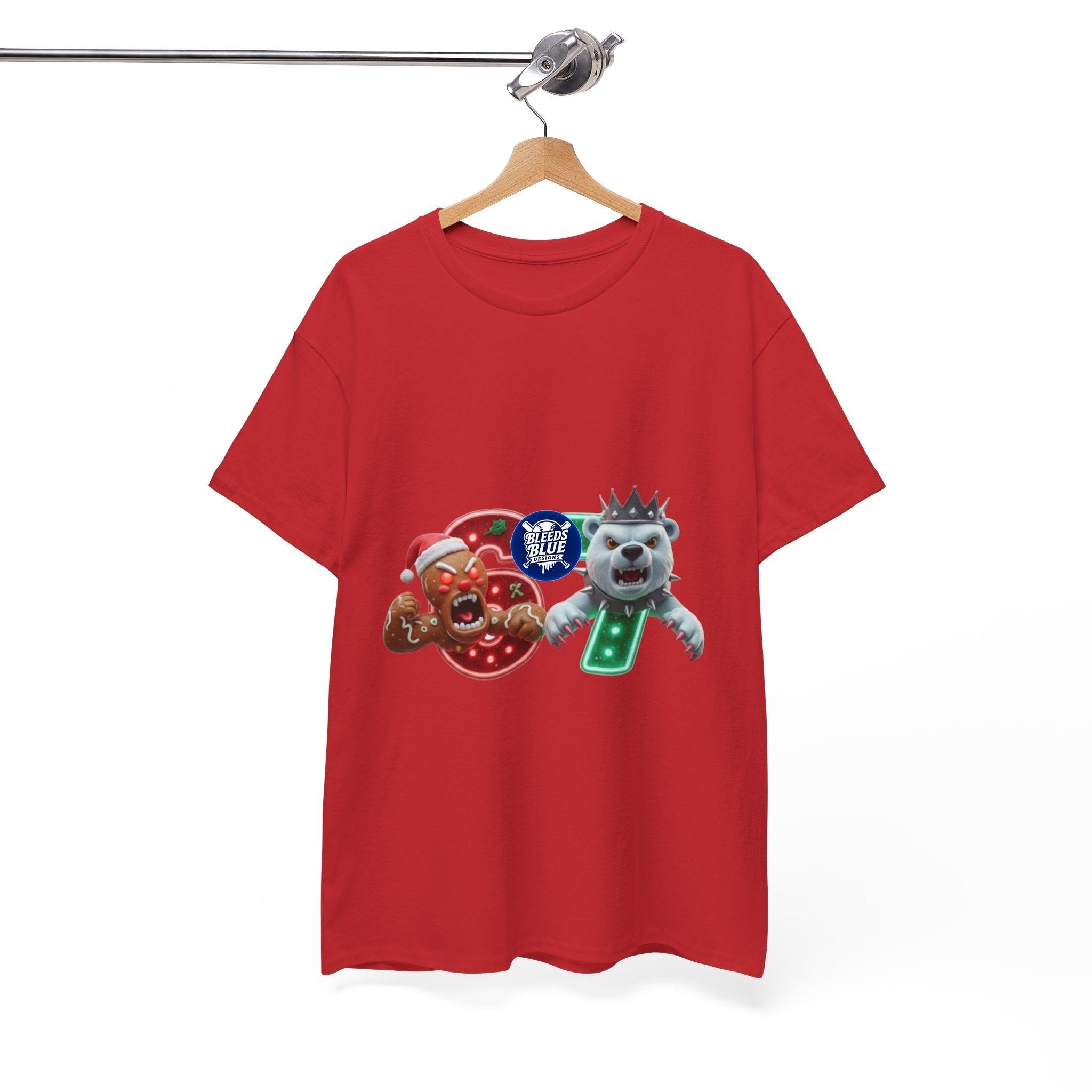 Holiday Christmas Gingerbread and Polar 67 Tee Shirt - Unisex Heavy Cotton Casual Fit