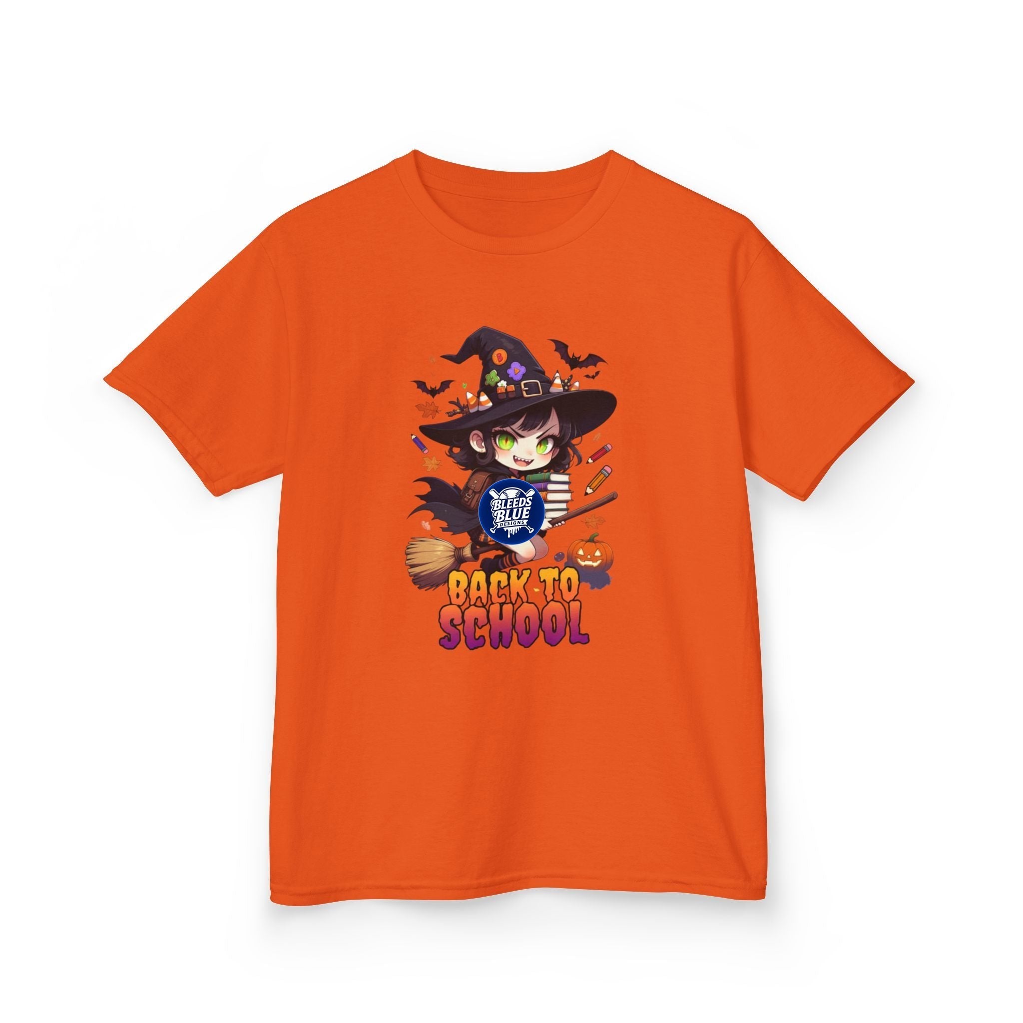 Kids Tee — Cute Witch "Back to School" Halloween Graphic