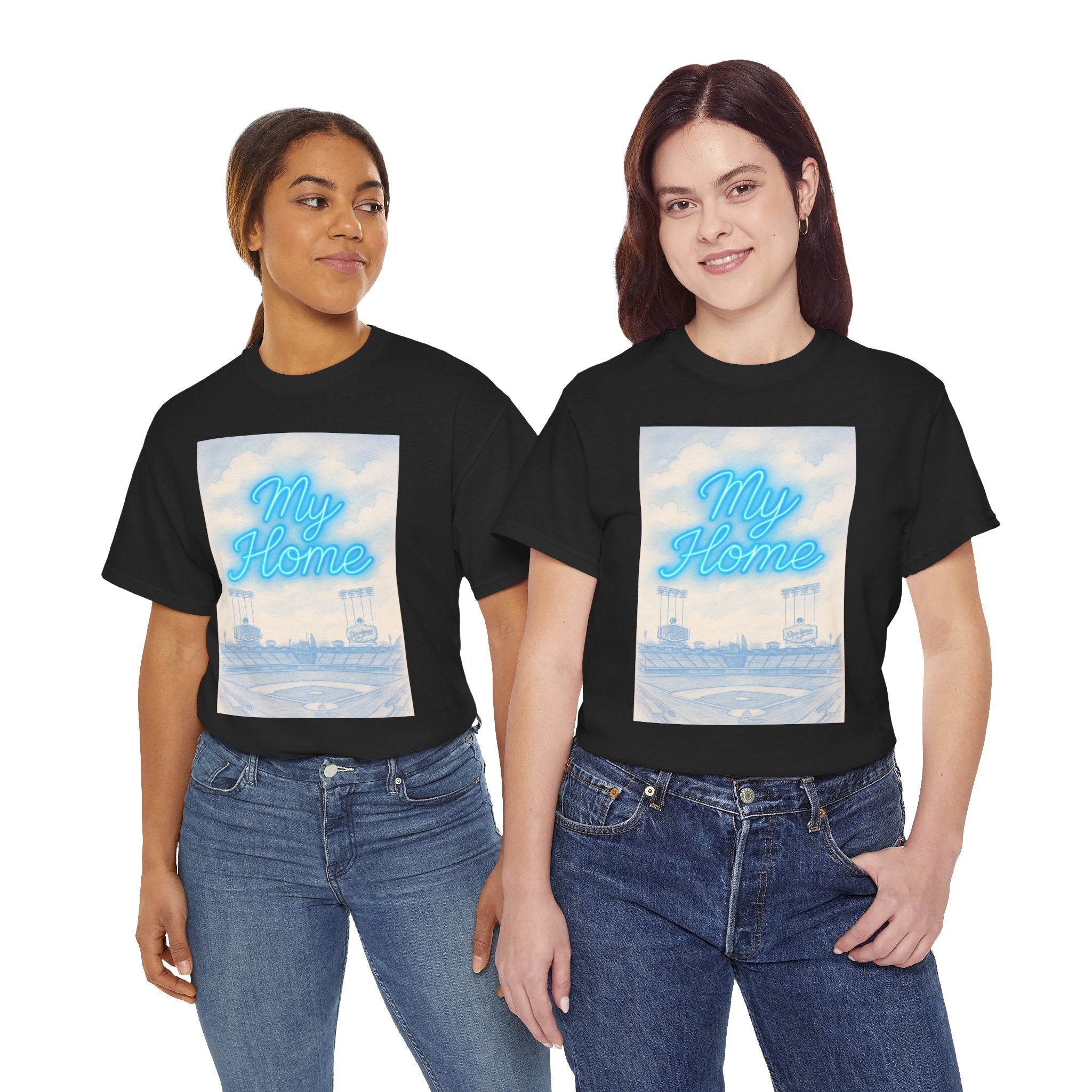 My Home Dodgers Stadium Sketch Tee Shirt - Unisex Heavy Cotton Tee Casual Fit