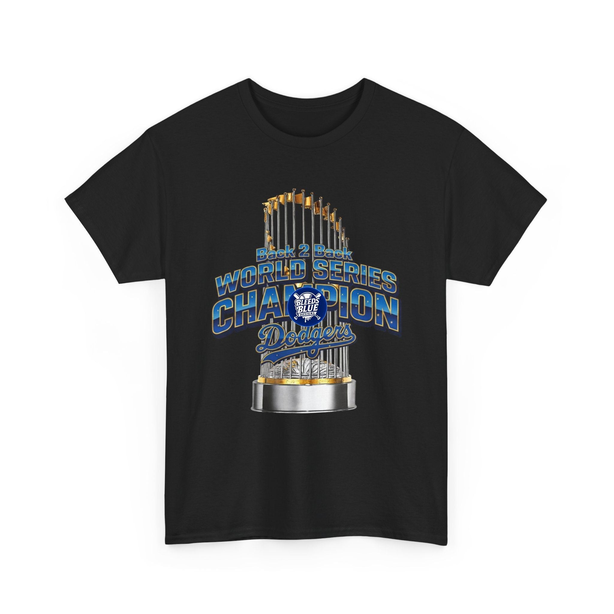 Dodgers Gold Back 2 Back World Series Champion Tee Shirt - Unisex Heavy Cotton Casual Fit