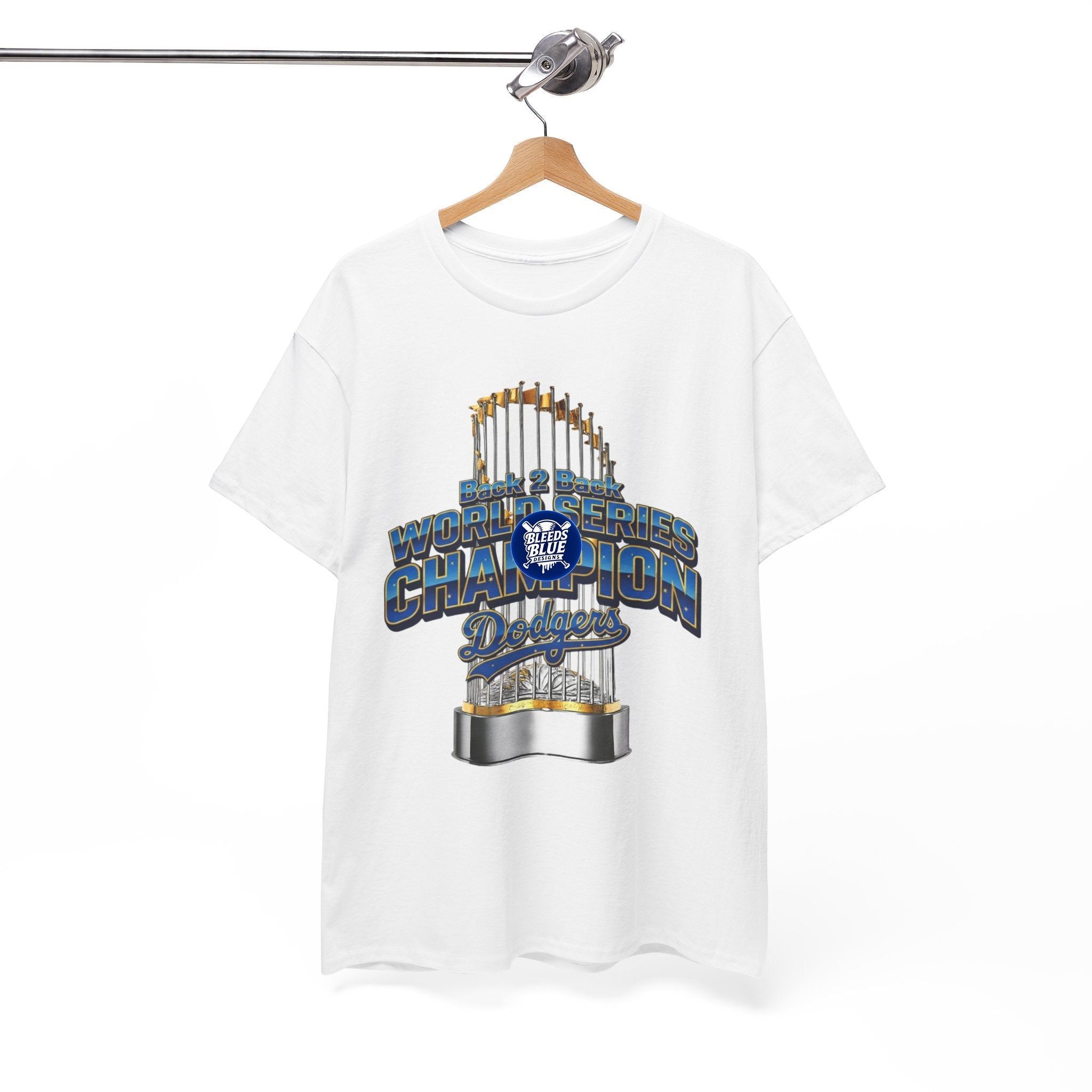 Dodgers Gold Back 2 Back World Series Champion Tee Shirt - Unisex Heavy Cotton Casual Fit
