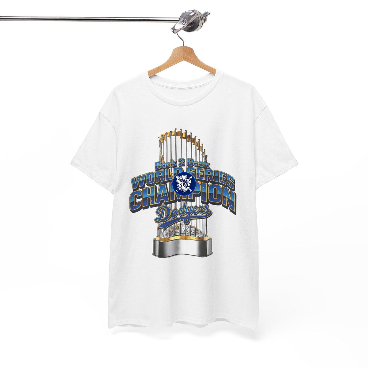 Dodgers Gold Back 2 Back World Series Champion Tee Shirt - Unisex Heavy Cotton Casual Fit