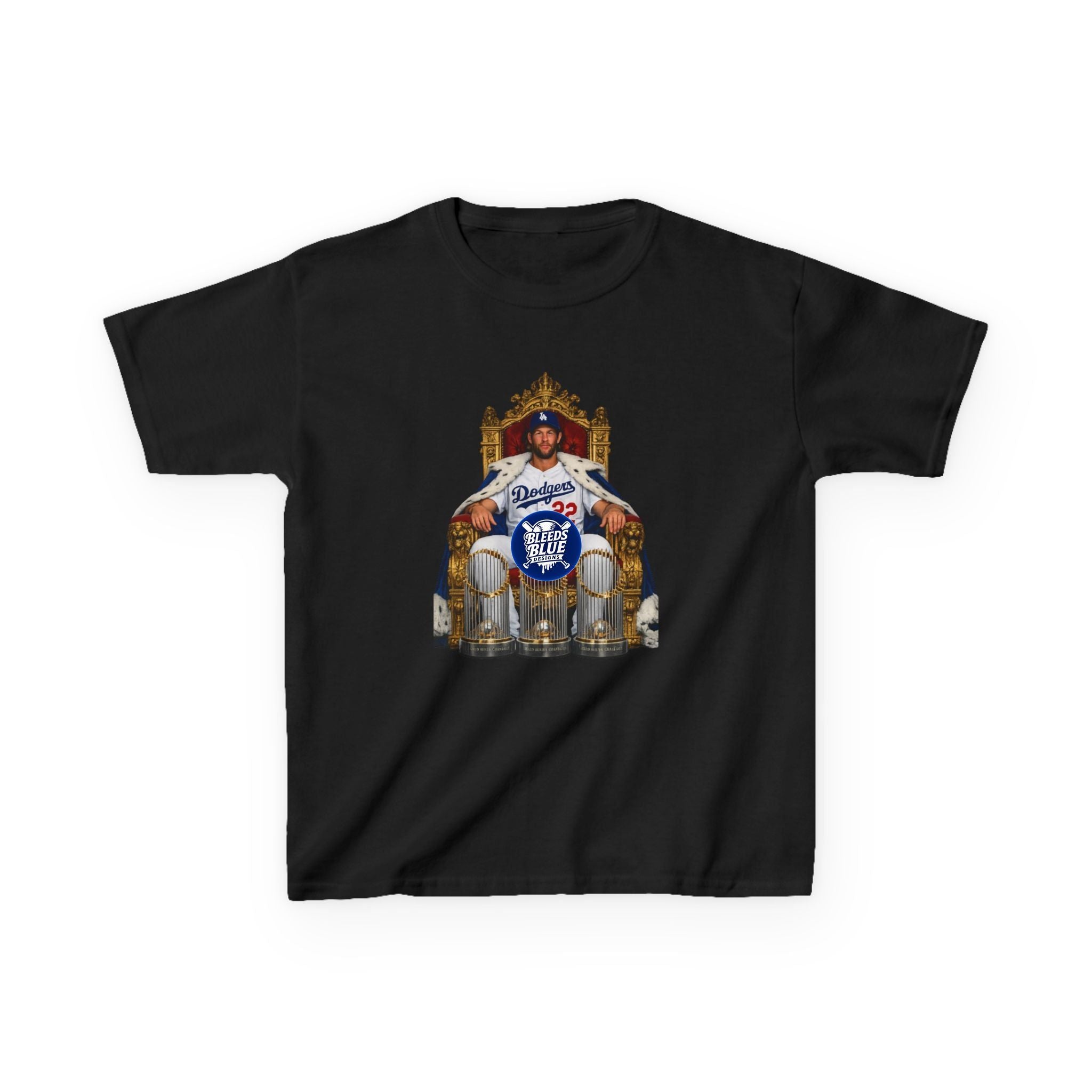 Kershaw Baseball Throne Kids T-Shirt – Youth Heavy Cotton Casual Fit
