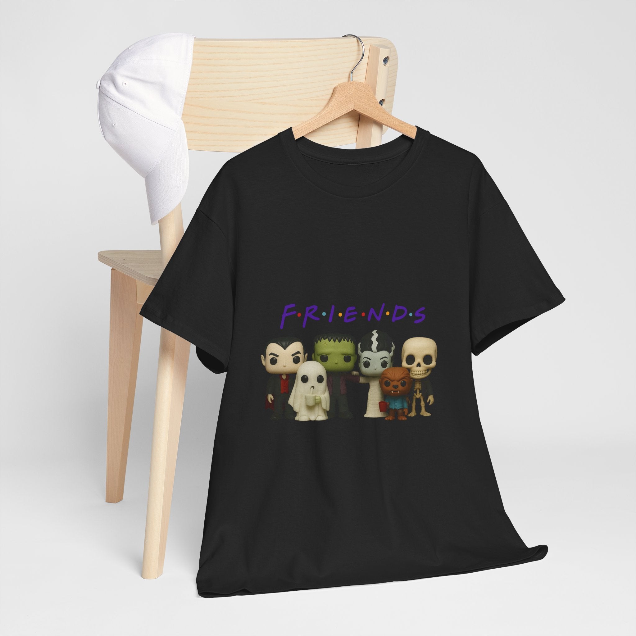Spooky Friends Halloween Tee Shirt - Unisex Heavy Cotton Tee Casual Fit