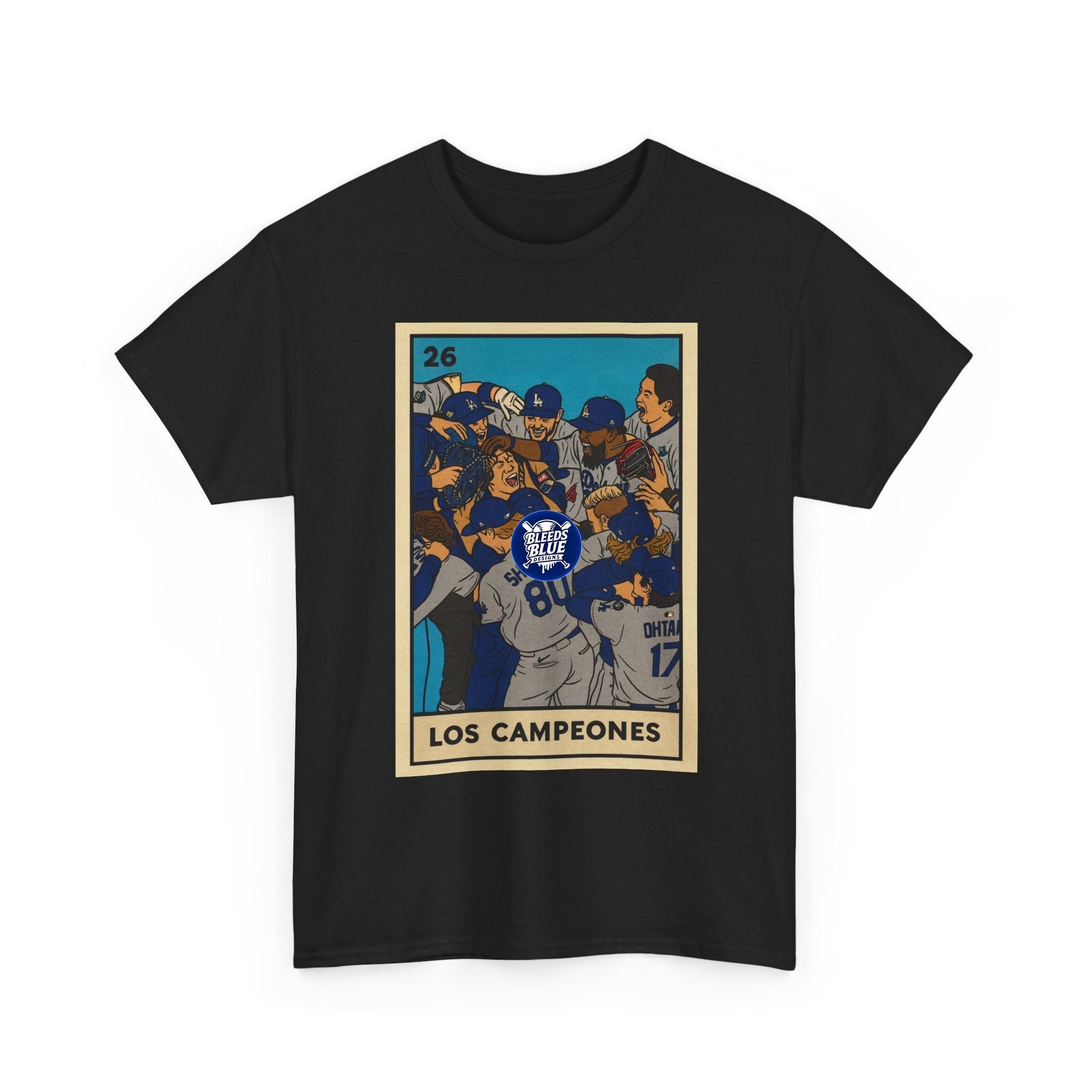Dodgers "Los Campeones" Loteria Card Graphic Tee Shirt - Unisex Heavy Cotton Casual Fit