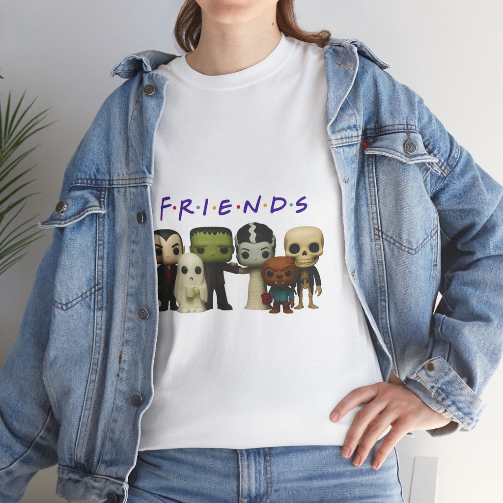 Spooky Friends Halloween Tee Shirt - Unisex Heavy Cotton Tee Casual Fit