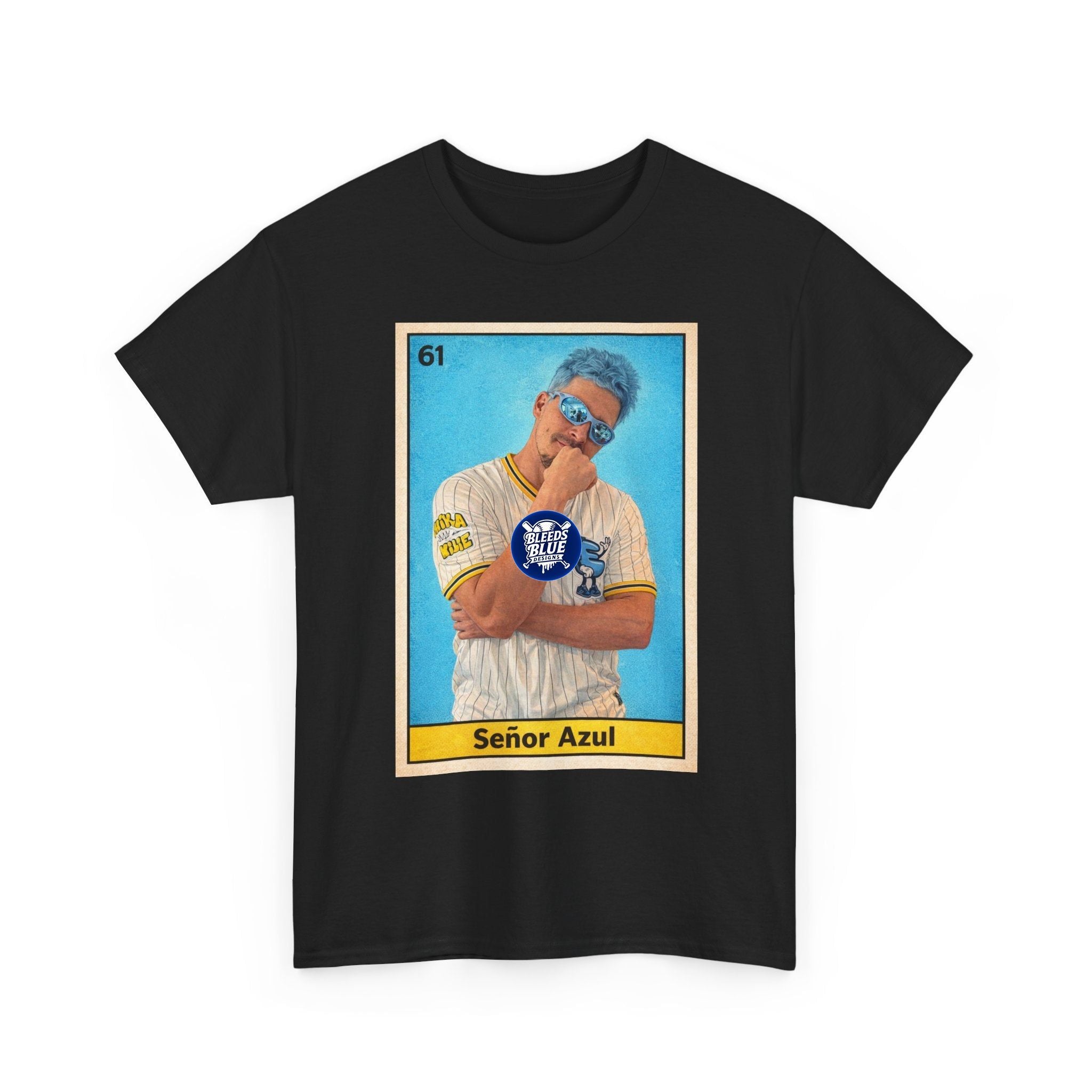 Baseball Card Tee — "Señor Azul" Vintage Player Graphic Shirt
