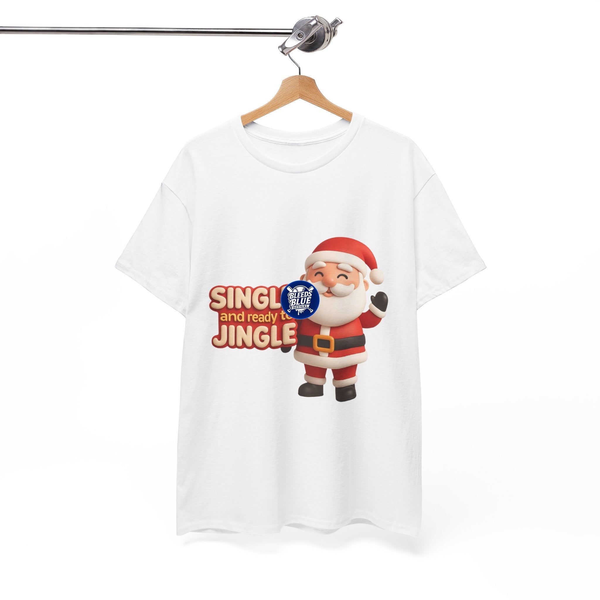 Holiday Santa Single and Ready to Jingle Tee Shirt - Unisex Heavy Cotton Casual Fit