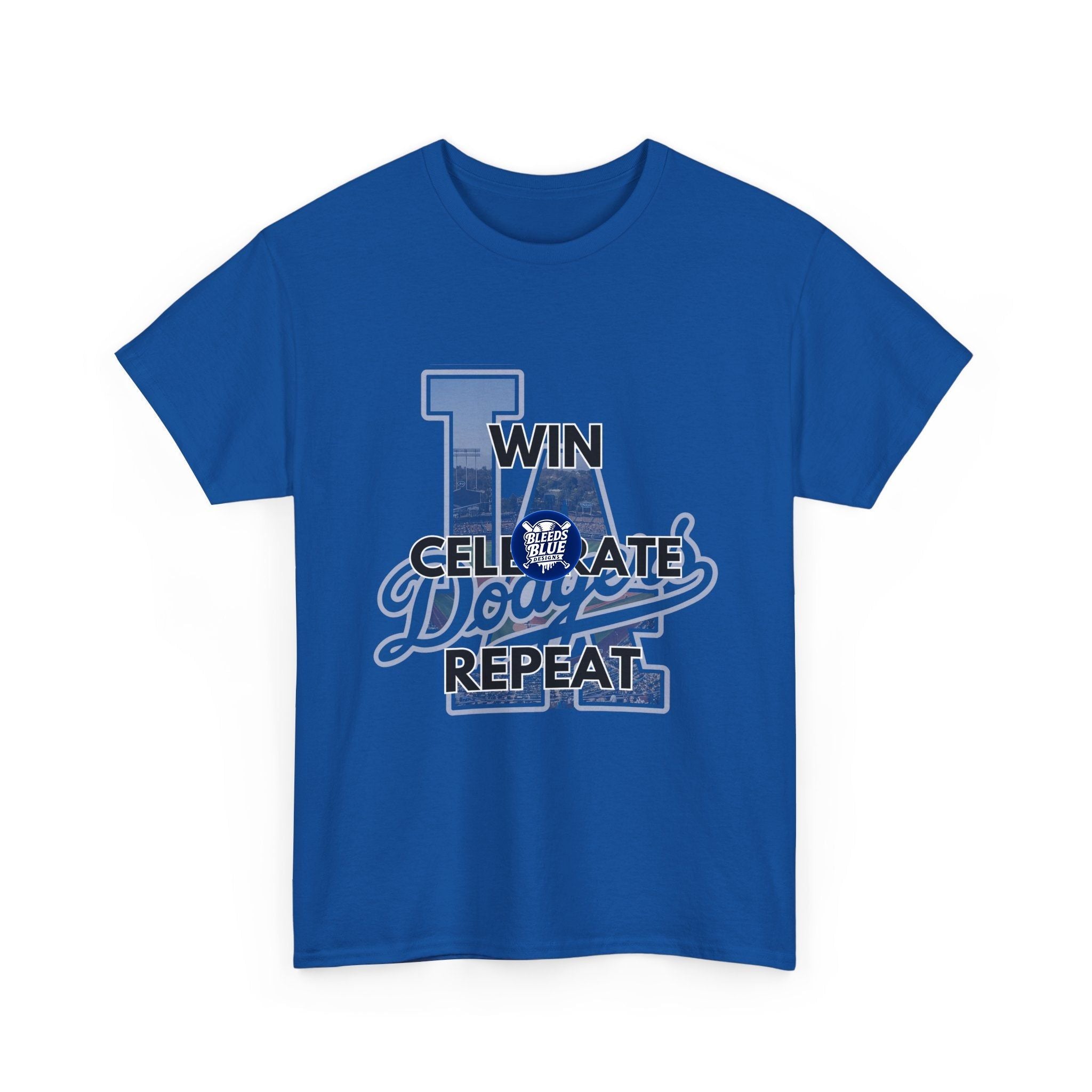 Los Angeles Dodgers Win Celebrate Repeat Tee Shirt - Unisex Heavy Cotton Casual Fit