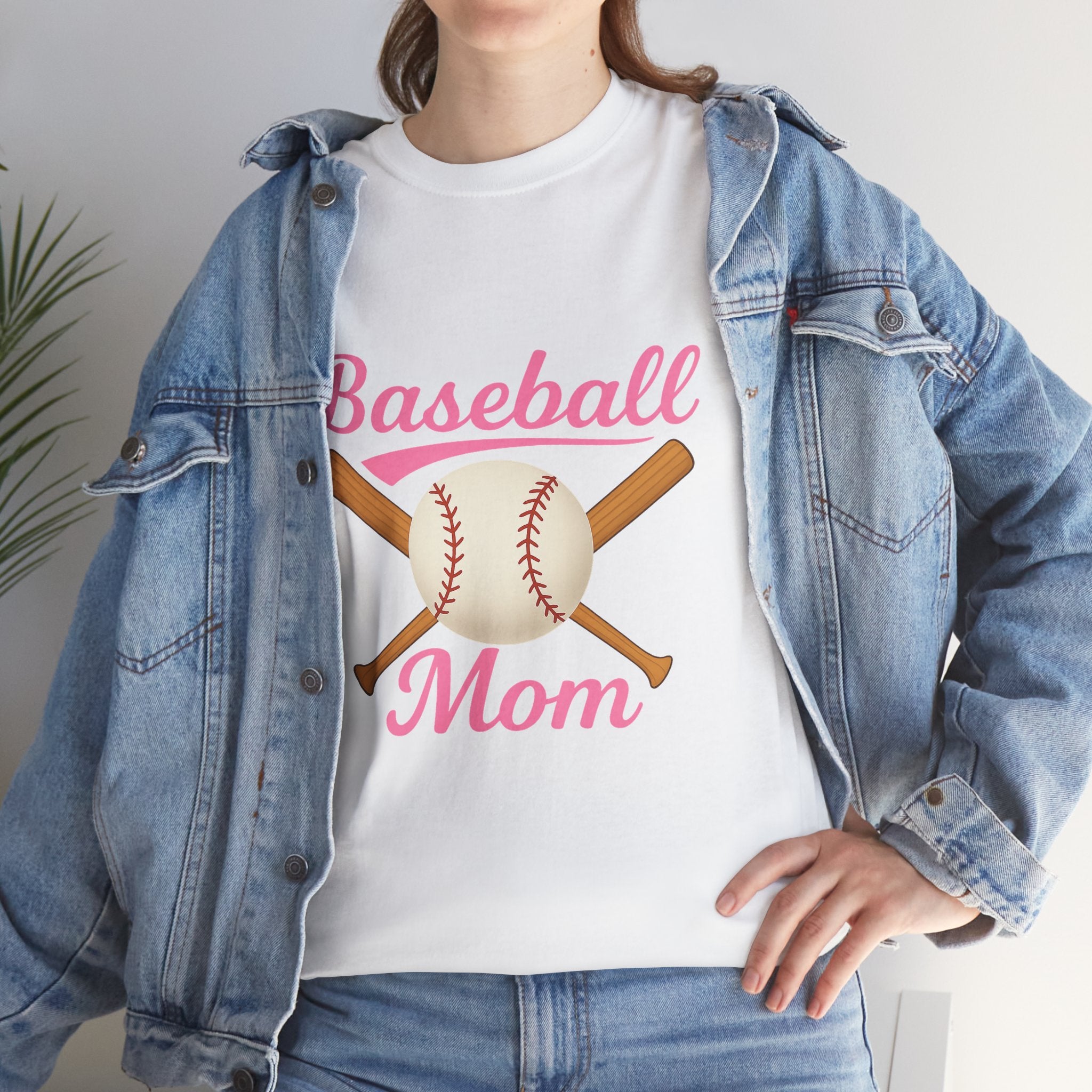 Pink Baseball Mom Tee Shirt - Unisex Heavy Cotton Tee Casual Fit