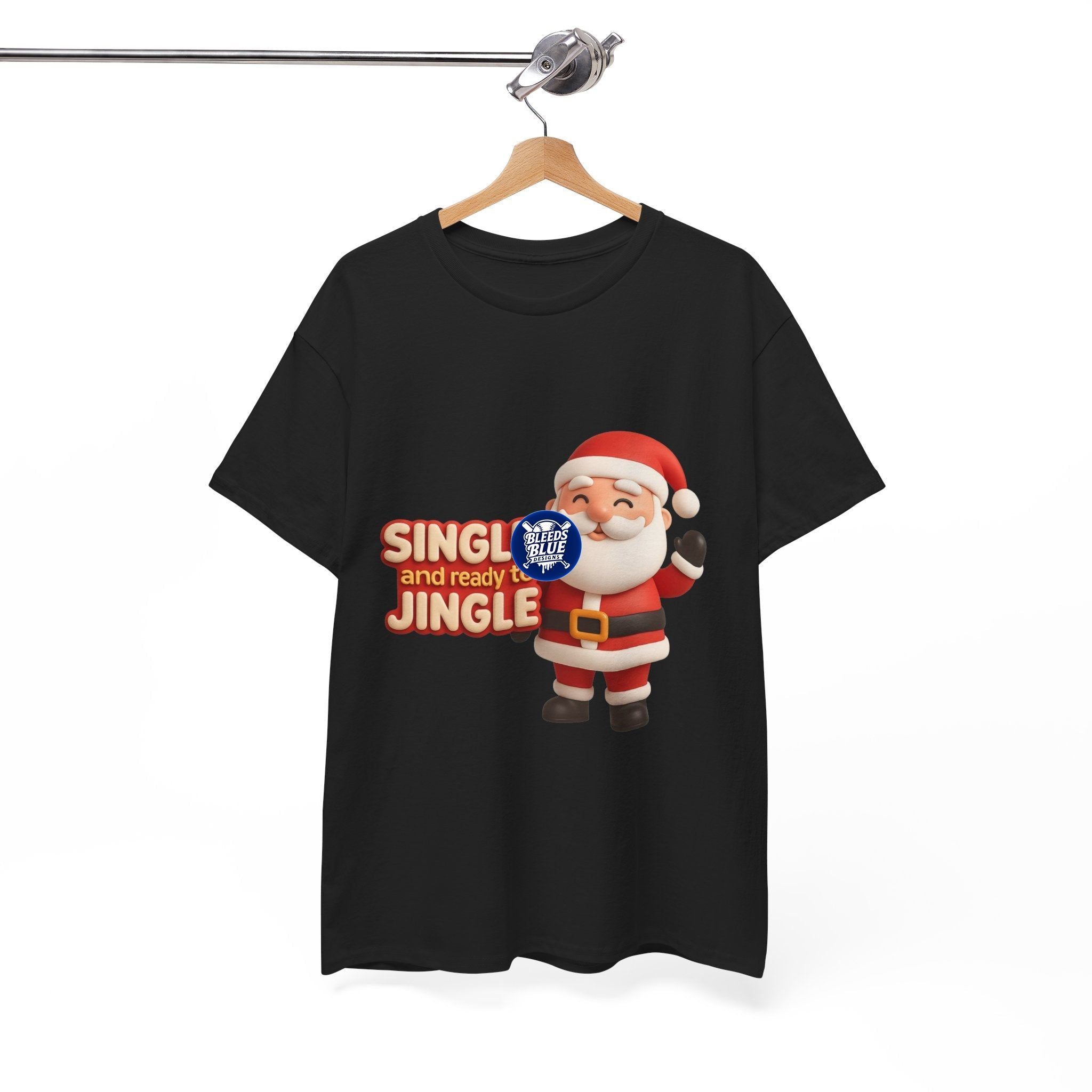 Holiday Santa Single and Ready to Jingle Tee Shirt - Unisex Heavy Cotton Casual Fit