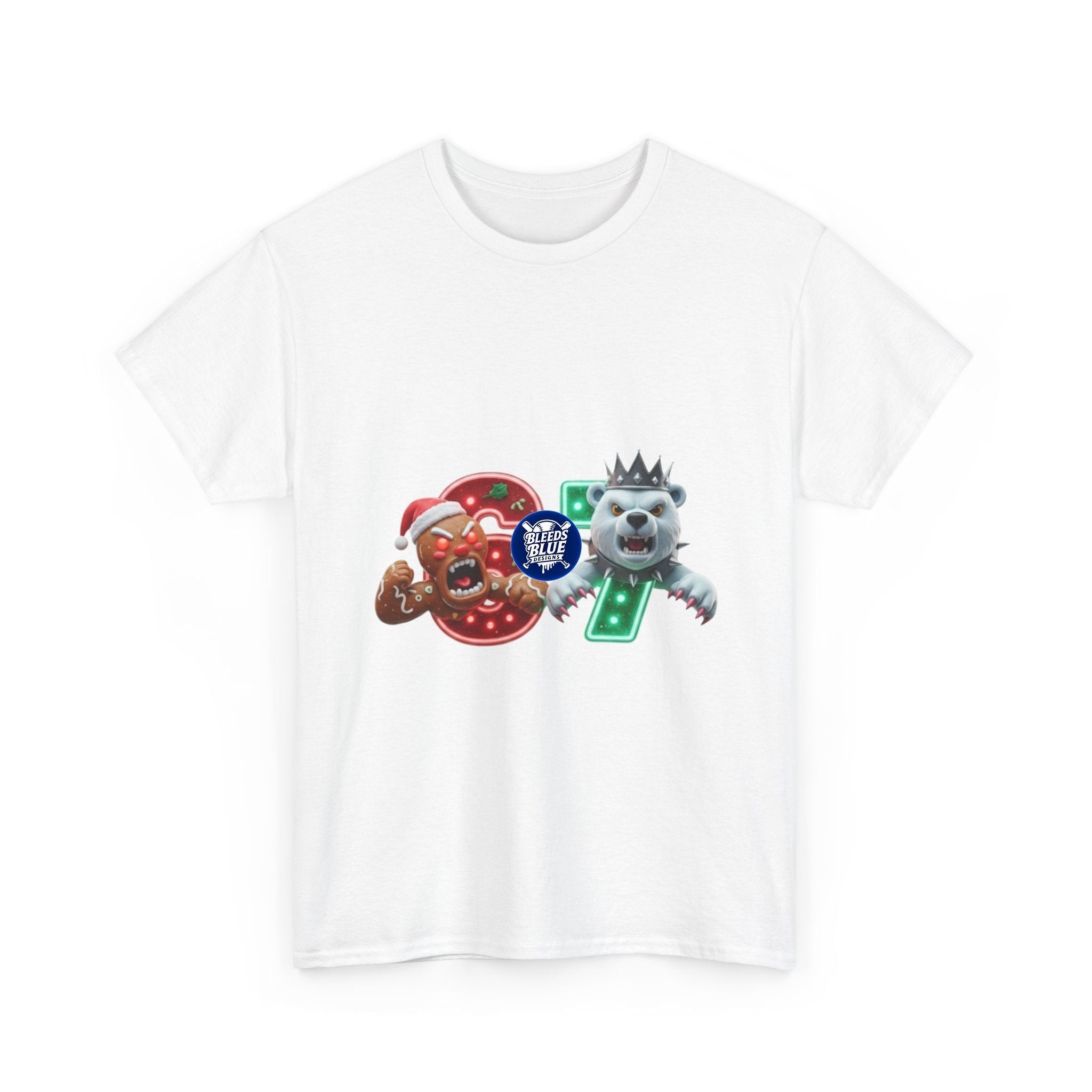 Holiday Christmas Gingerbread and Polar 67 Tee Shirt - Unisex Heavy Cotton Casual Fit