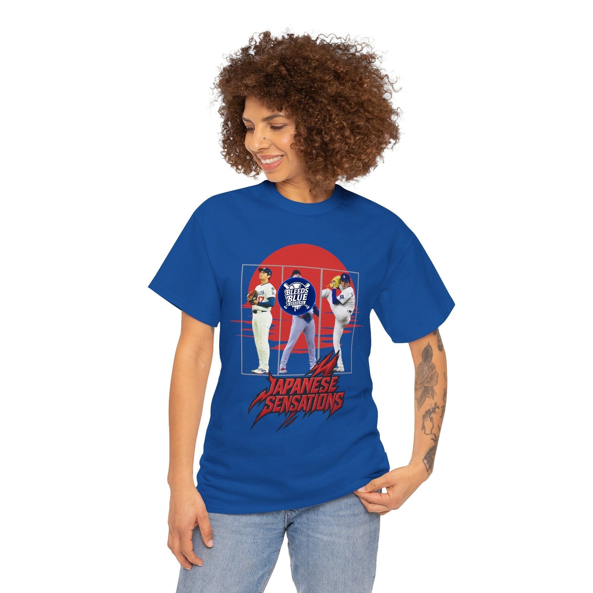 Dodgers Japanese Sensations Tee Shirt - Unisex Heavy Cotton Casual Fit