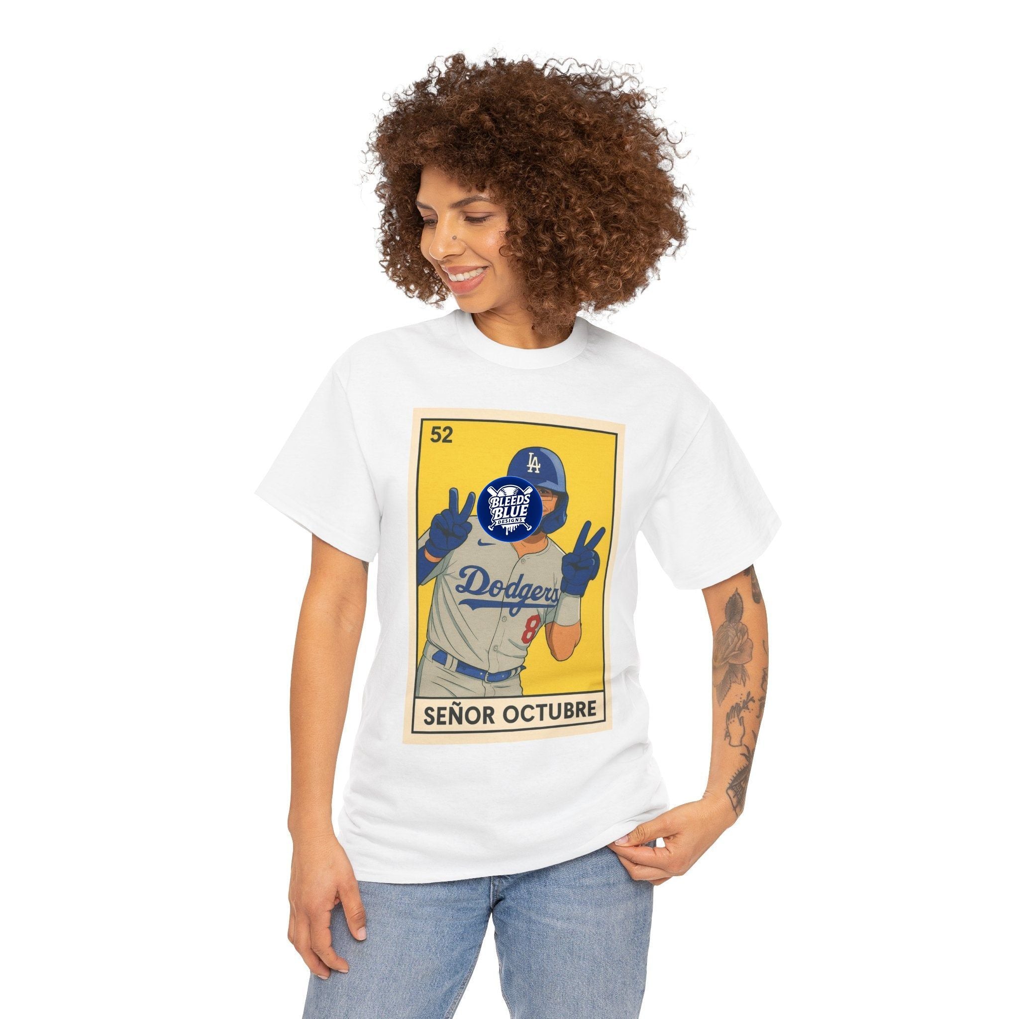 Kike Senor Octubre Loteria Card Tee Shirt - Unisex Heavy Cotton Tee, Baseball Tee, Baseball Shirt, Baseball Tshirt, Baseball Fan Gift