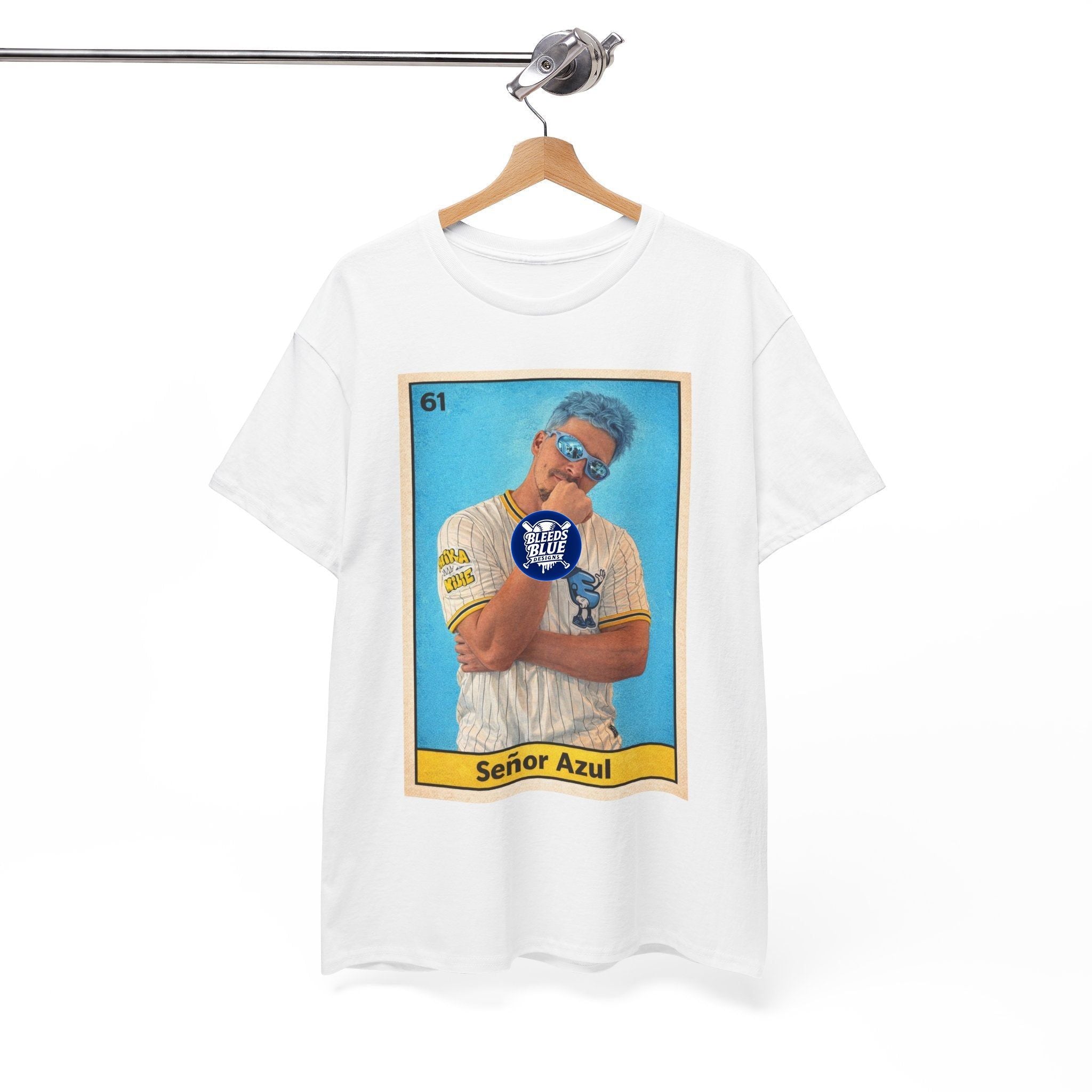 Baseball Card Tee — "Señor Azul" Vintage Player Graphic Shirt