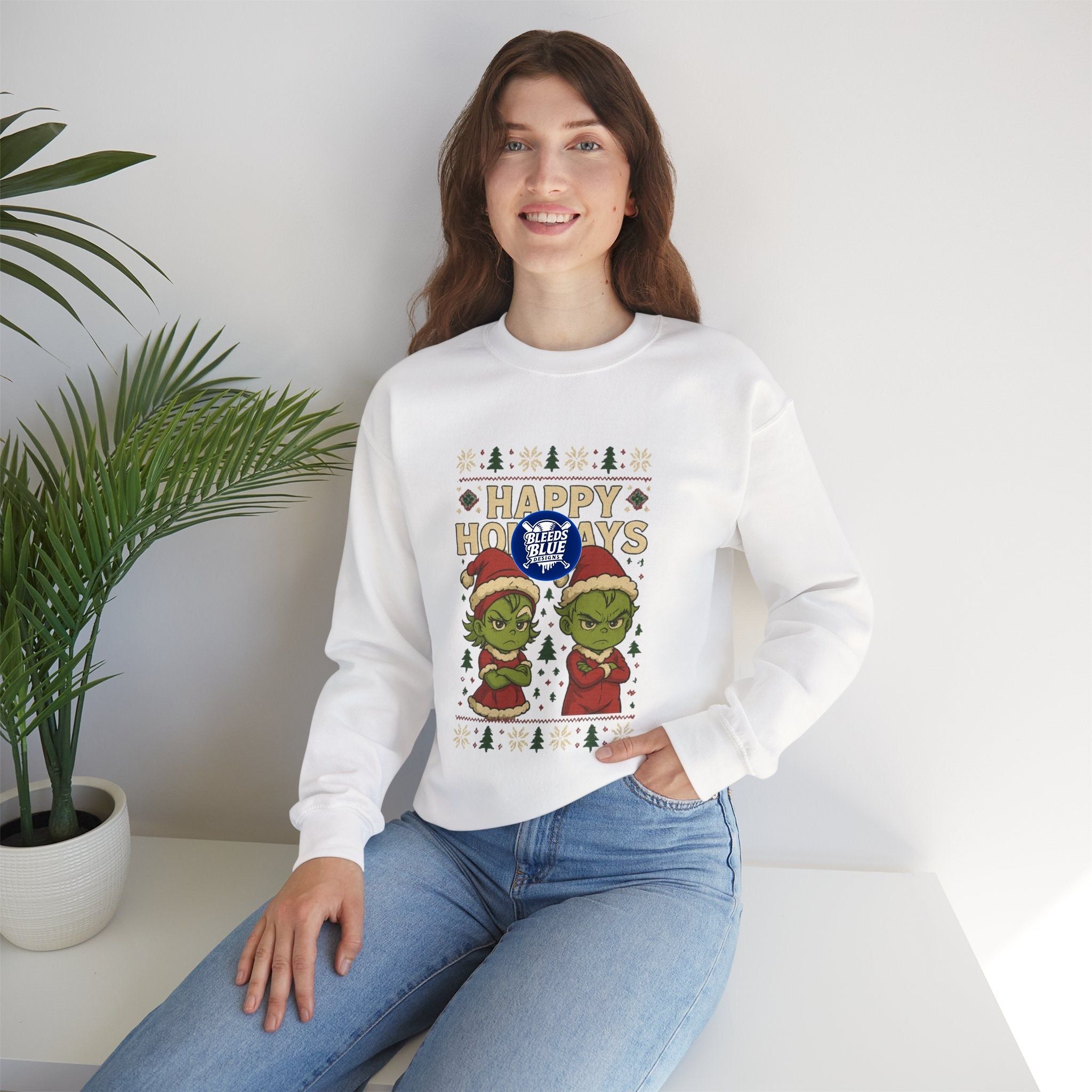Holiday Ugly Christmas Baby Grinchies Sweatshirt - Unisex Crewneck Casual Streetwear