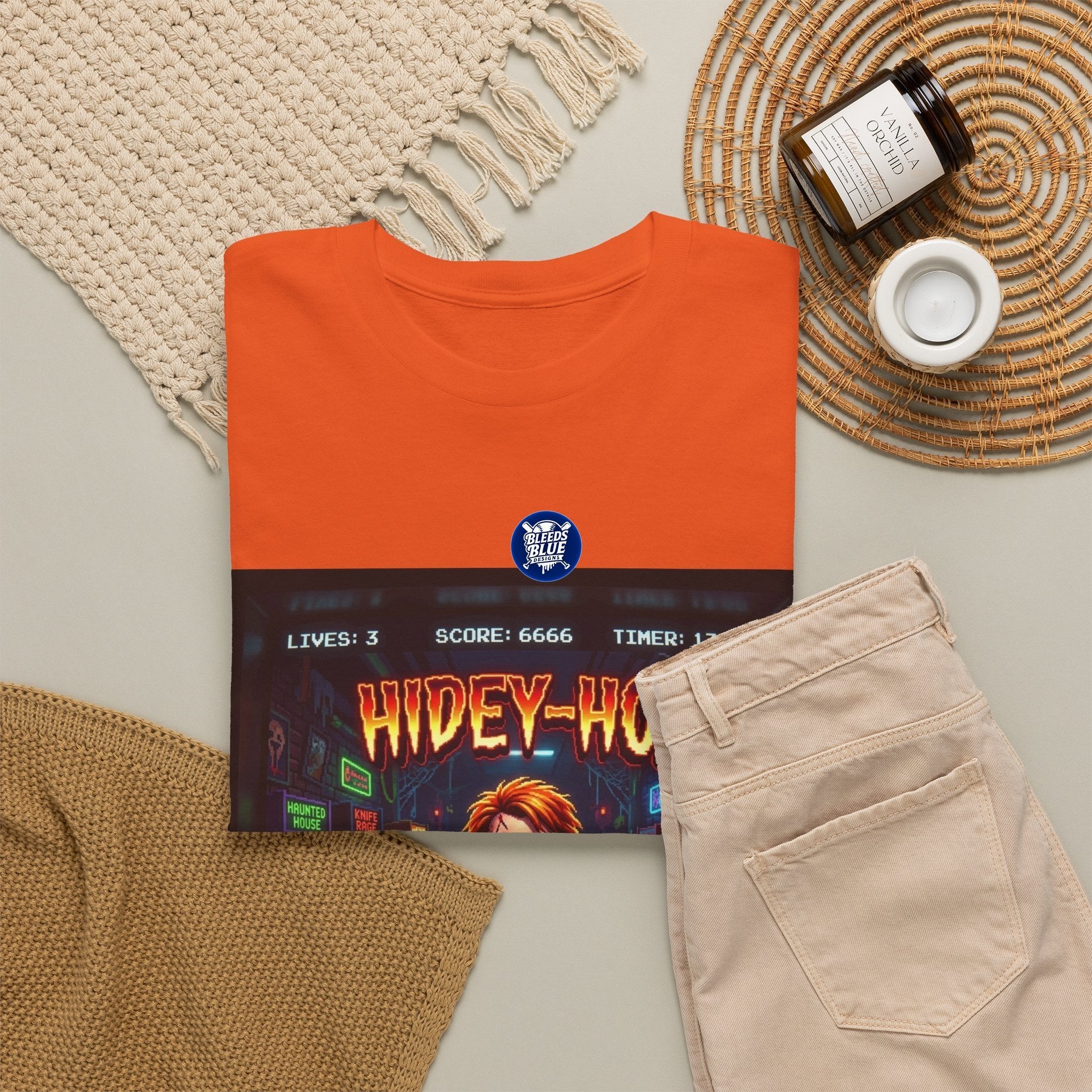 Halloween Hidey-Ho Chucky Retro Arcade Spooky Season T-Shirt