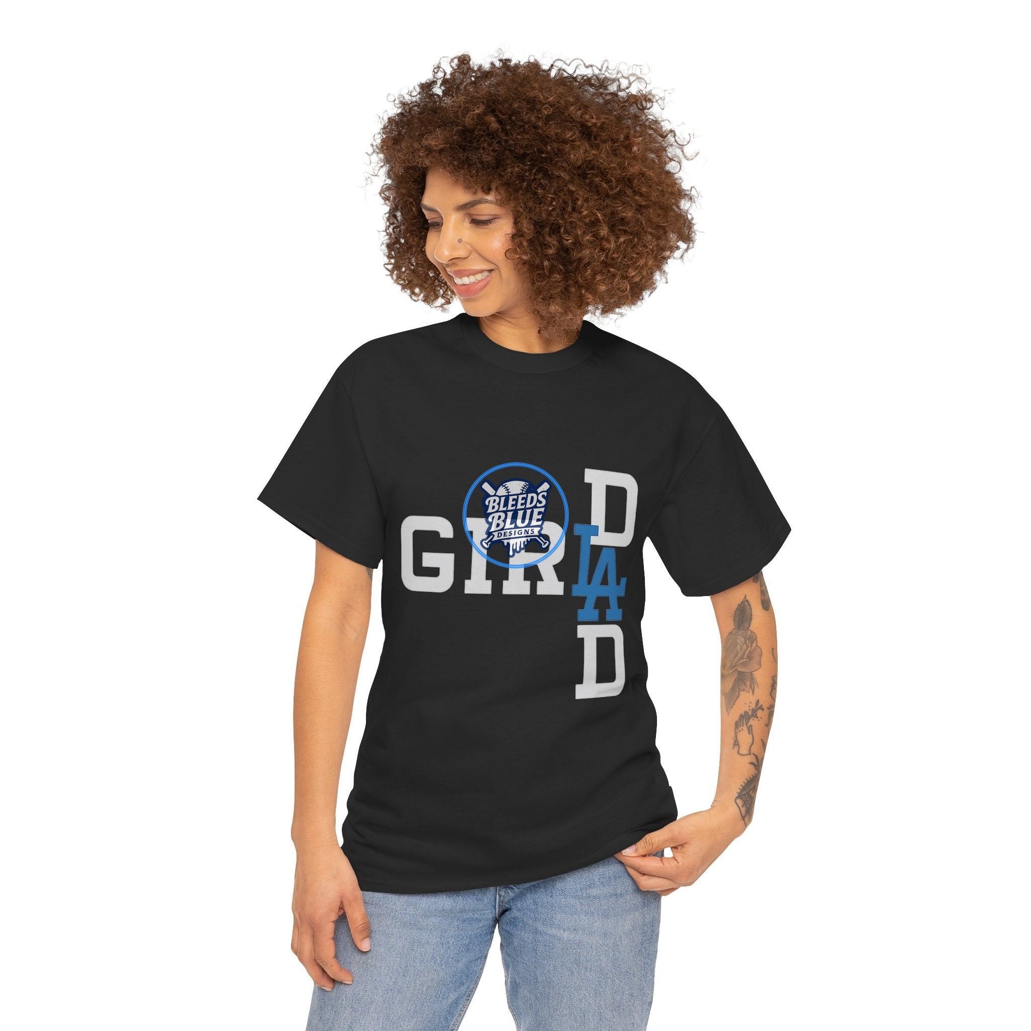 Girl Dad with LA Logo Tee Shirt - Unisex Heavy Cotton Casual Fit