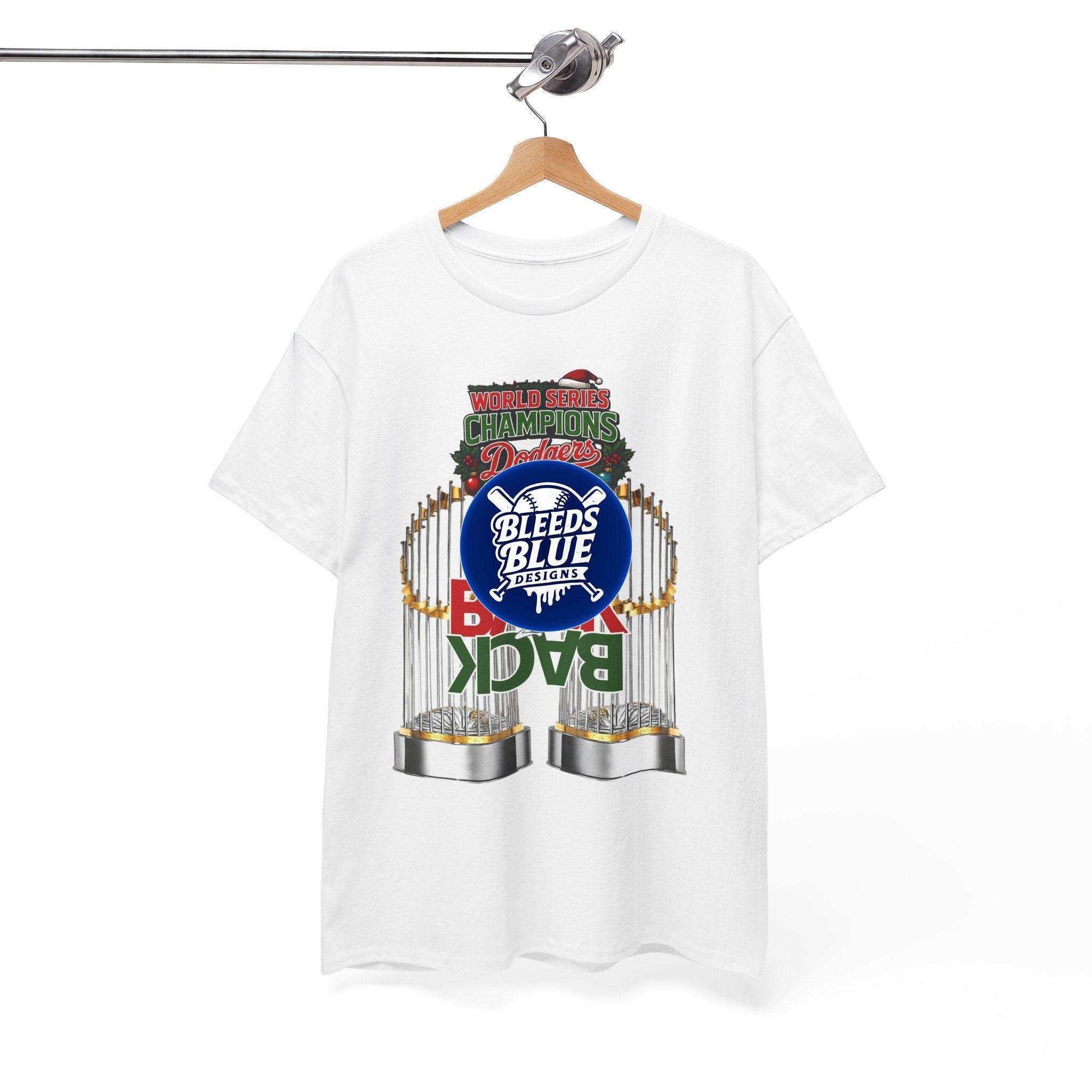 Holiday Back 2 Back World Series Champions Dodgers Tee Shirt - Unisex Heavy Cotton Casual Fit