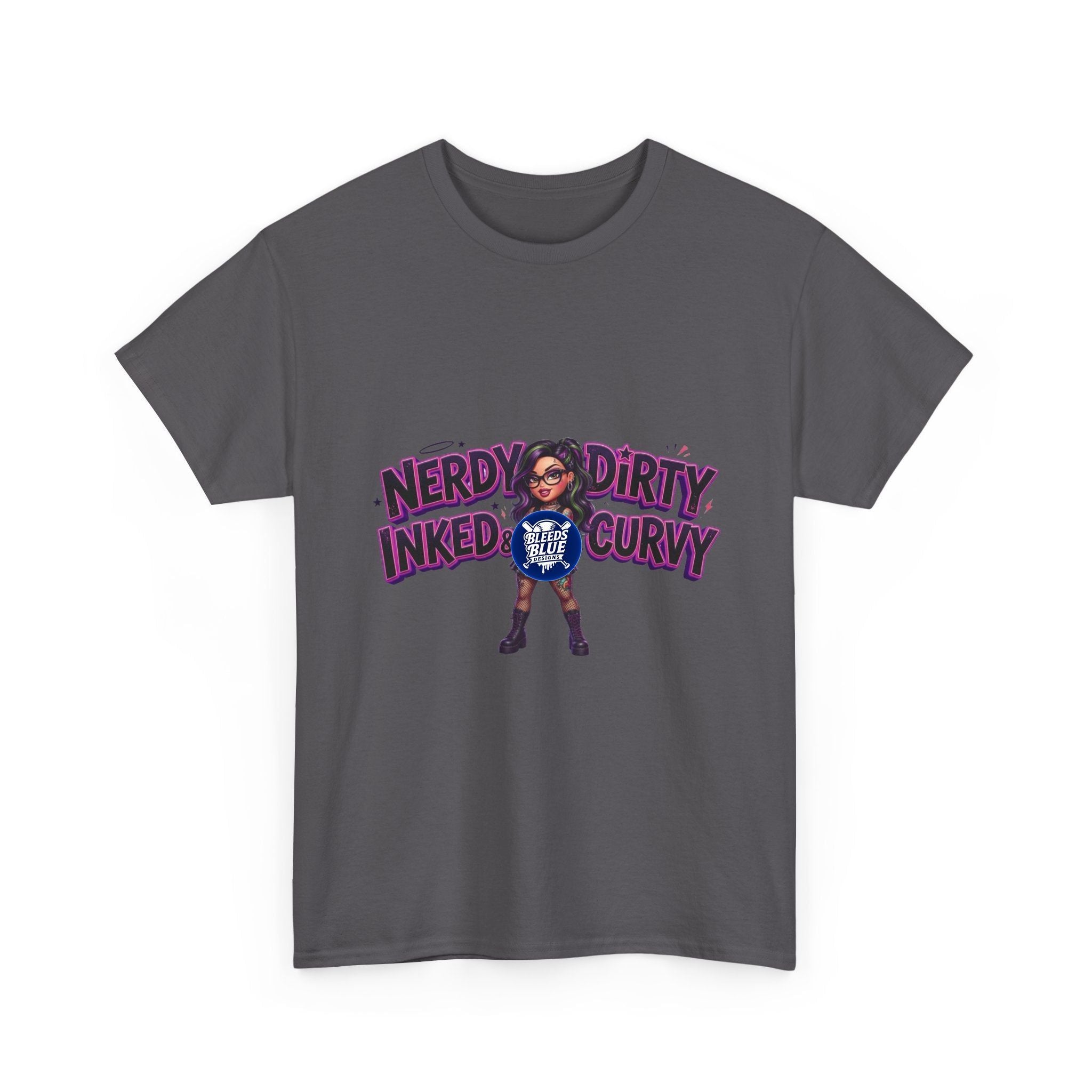 Nerdy Dirty Inked & Curvy T-Shirt — Graphic Tee for Tattooed, Curvy Women