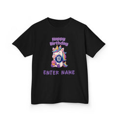 Personalized Kids Unicorn Birthday Tee — "Happy Birthday" Name T-Shirt