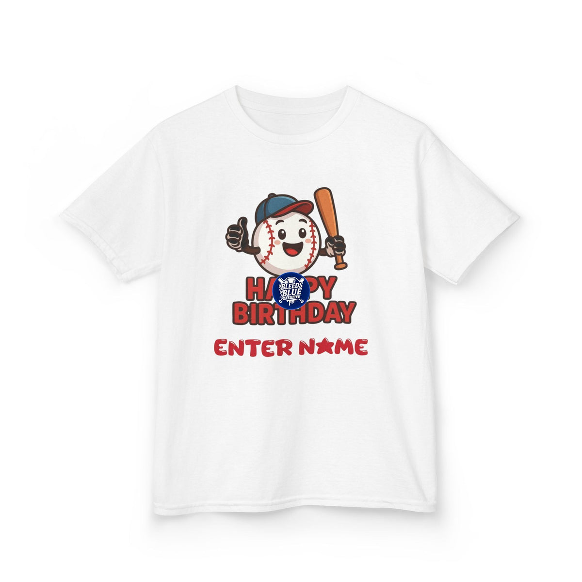 Personalized Kids Baseball Birthday Tee — "Happy Birthday" Name T-Shirt