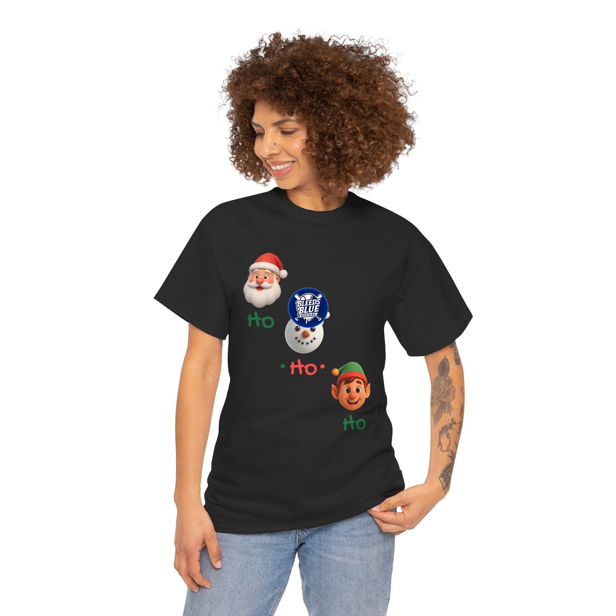 Holiday Ho Ho Ho Tee Shirt - Unisex Heavy Cotton Casual Fit