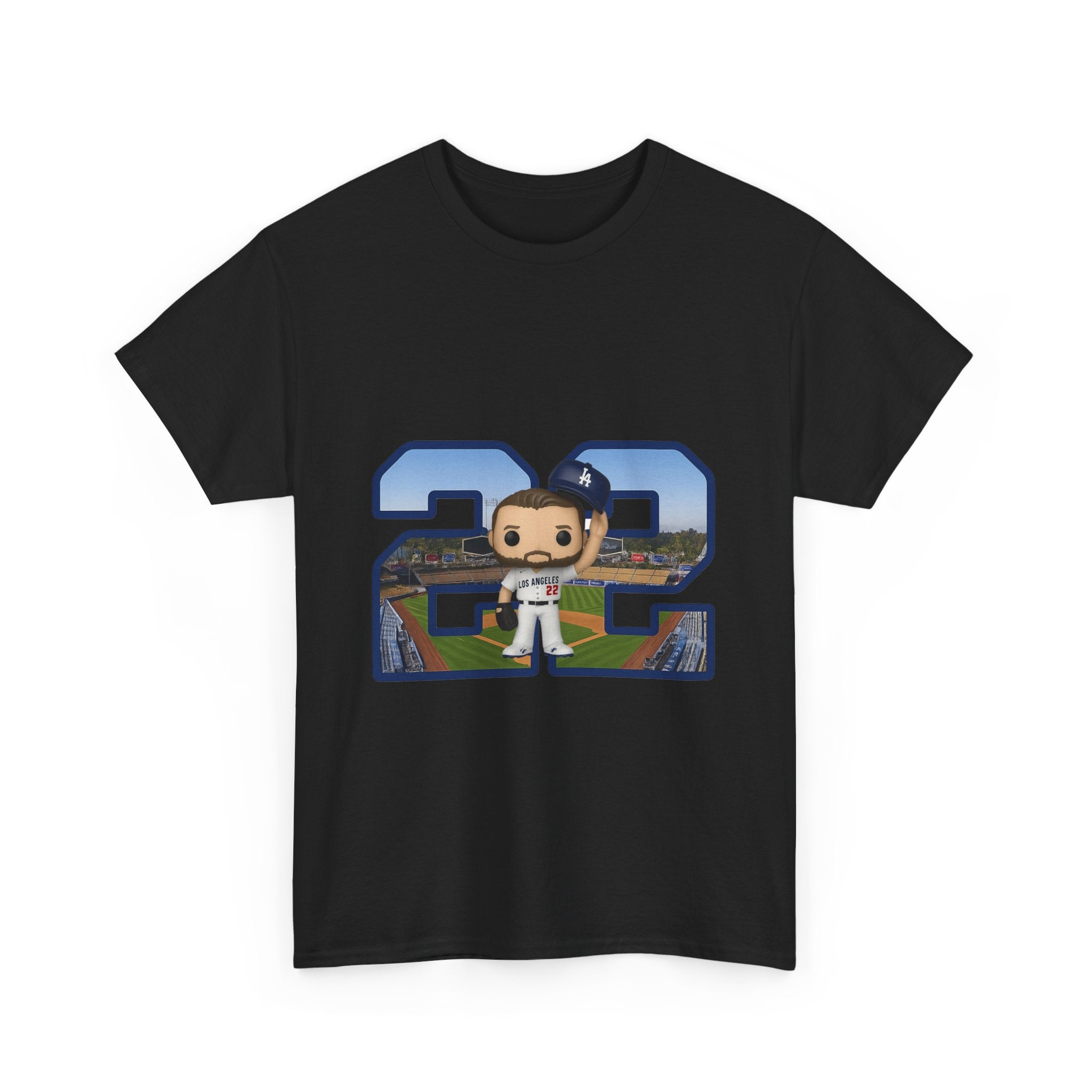 Kershaw Number 22 with a Funko Style Figurine Tee Shirt - Unisex Heavy Cotton Tee Casual Fit
