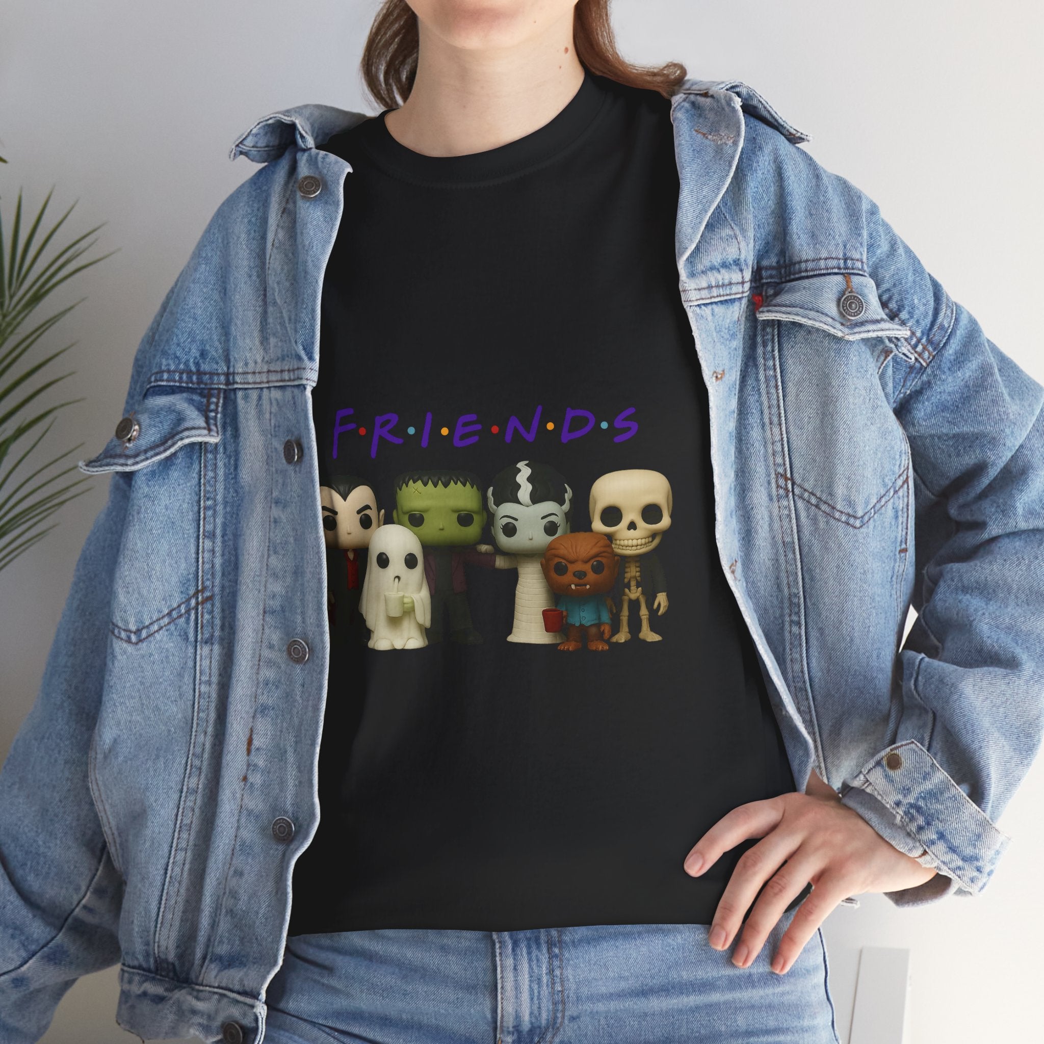 Spooky Friends Halloween Tee Shirt - Unisex Heavy Cotton Tee Casual Fit