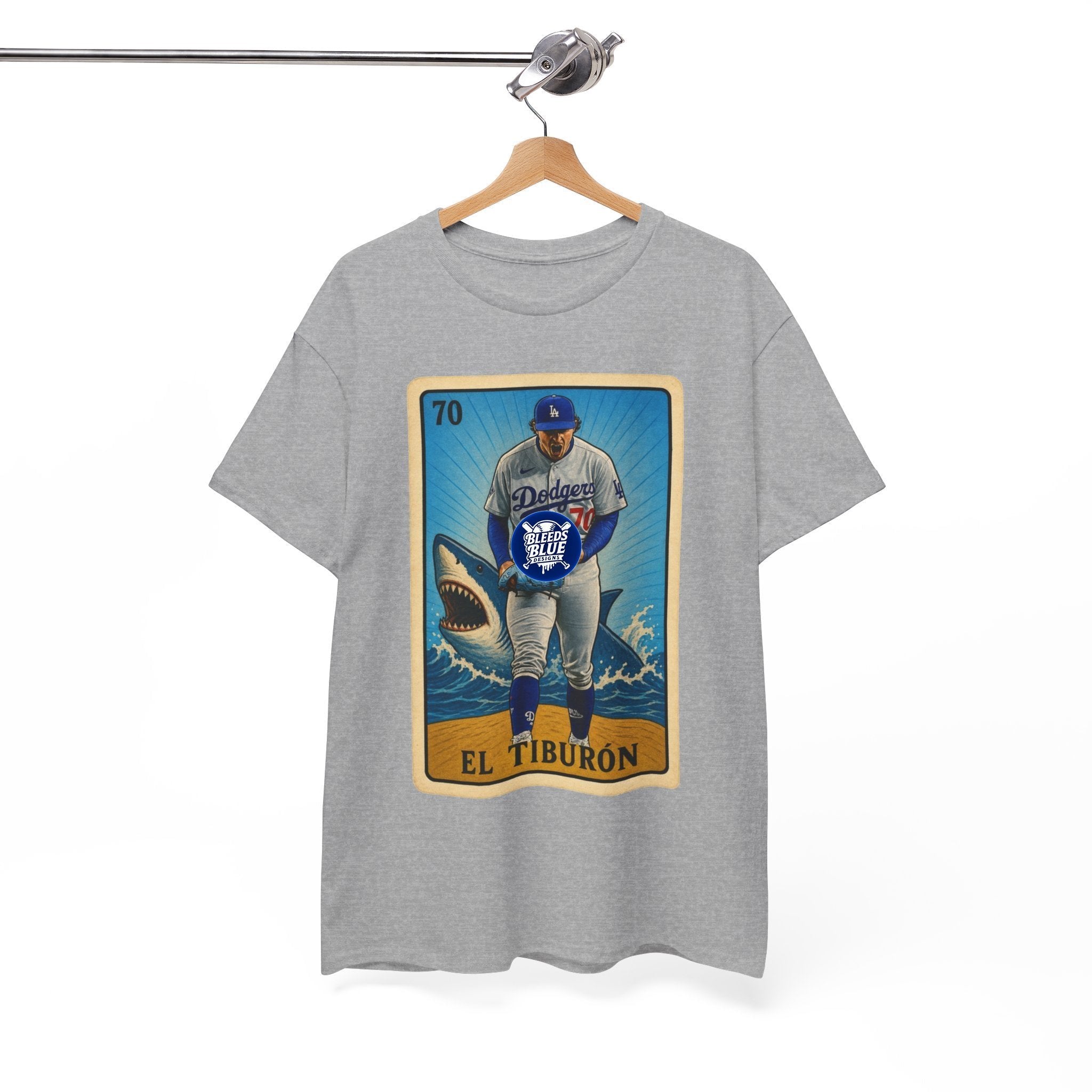 Baseball Shark 'El Tiburón' Tee – Vintage Lotería Style Baseball T-Shirt