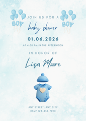 Boy Baby Shower Editable Invitation (Portrait)