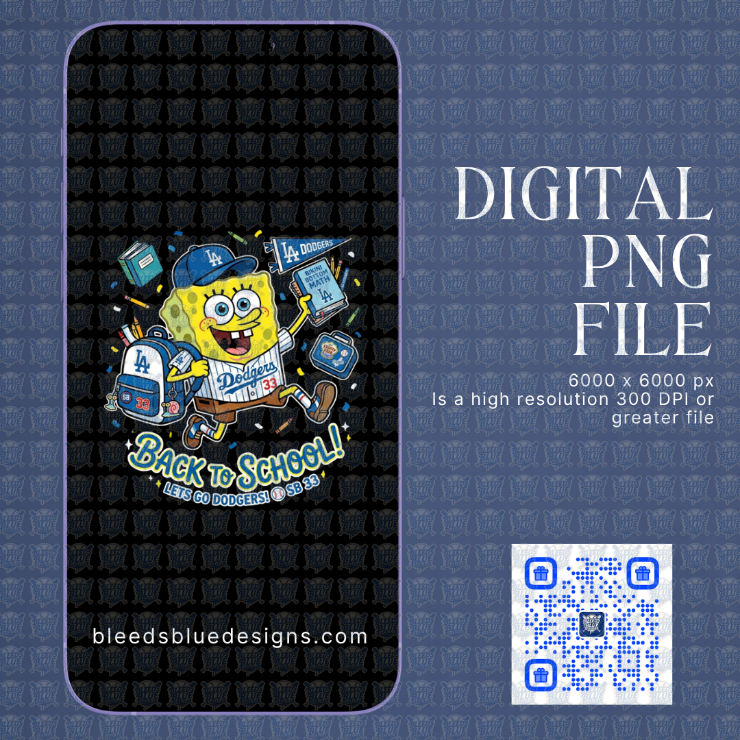 Dodgers SpongeBob Back to School PNG | Digital Art (6000x6000)