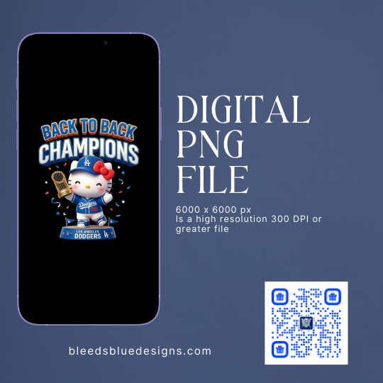 Dodgers Hello Kitty Back to Back Champions PNG | Digital Art (6000x6000)