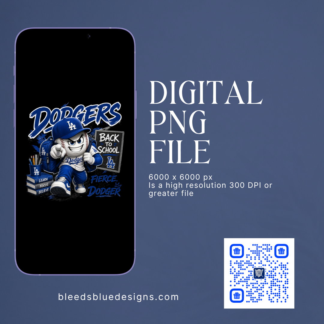 Dodgers Baseball Head Back To School PNG | Digital Art (6000x6000)