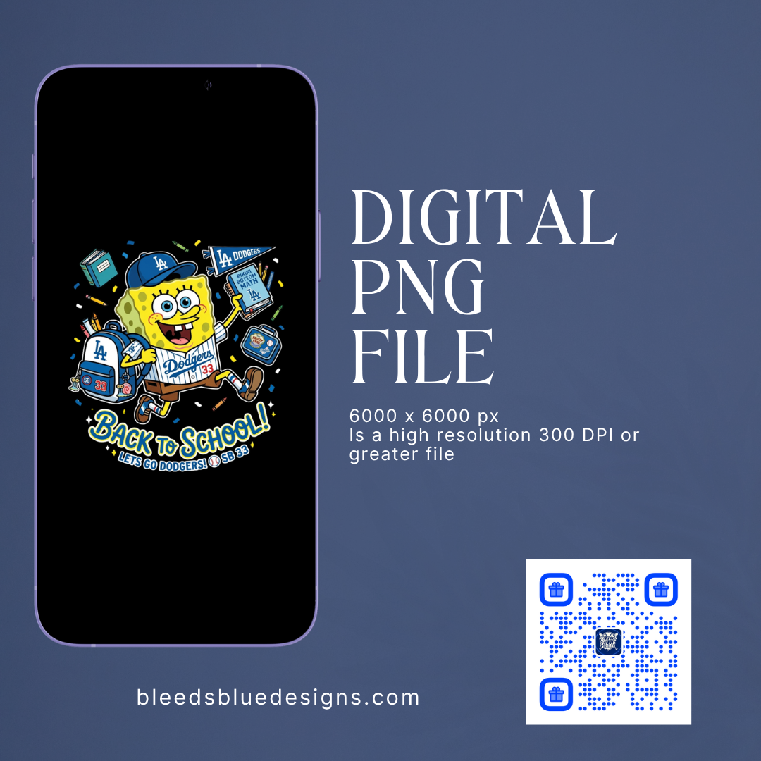 Dodgers SpongeBob Back to School PNG | Digital Art (6000x6000)